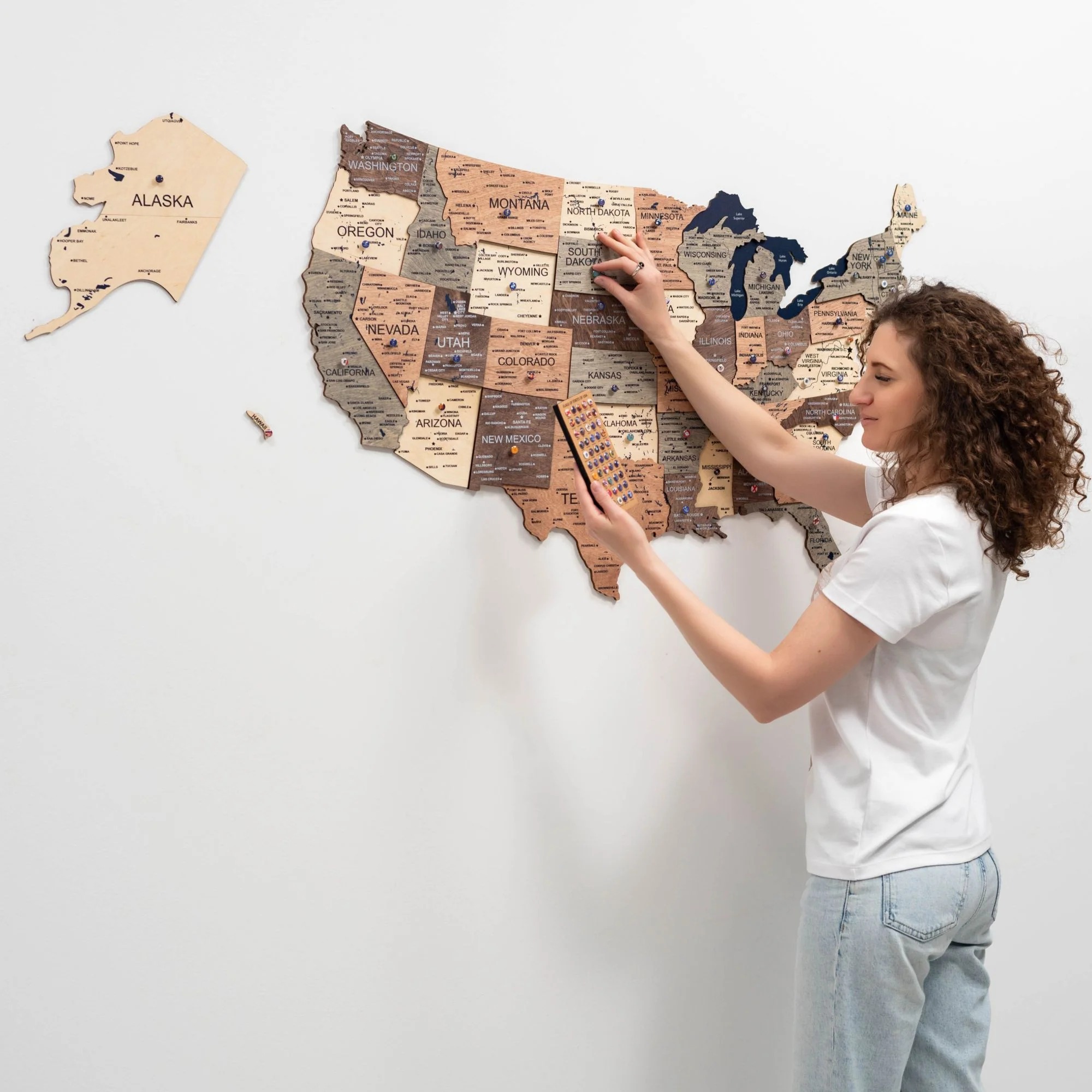 Wooden 3d Map of USA - Smokey - Image 7