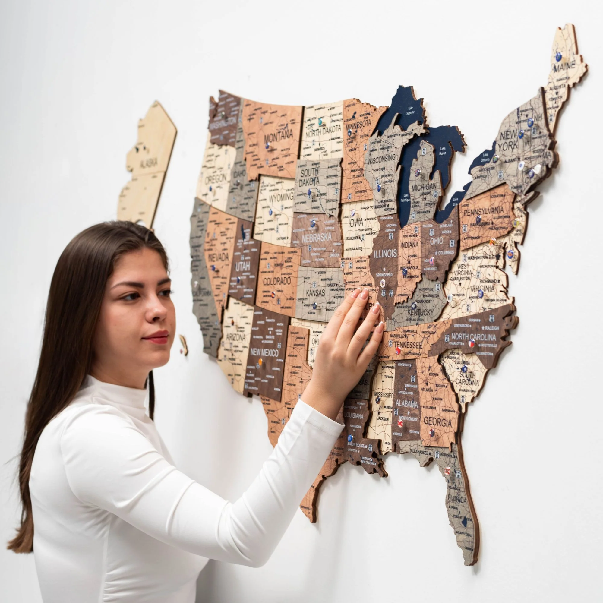 Wooden 3d Map of USA - Smokey - Image 9