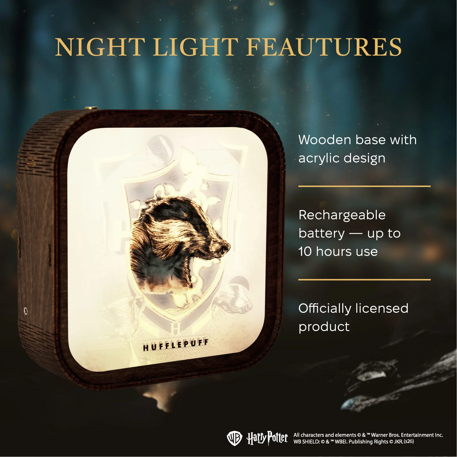 Wooden Acrylic Harry Potter Night Light - Badger of Hufflepuff - Image 13