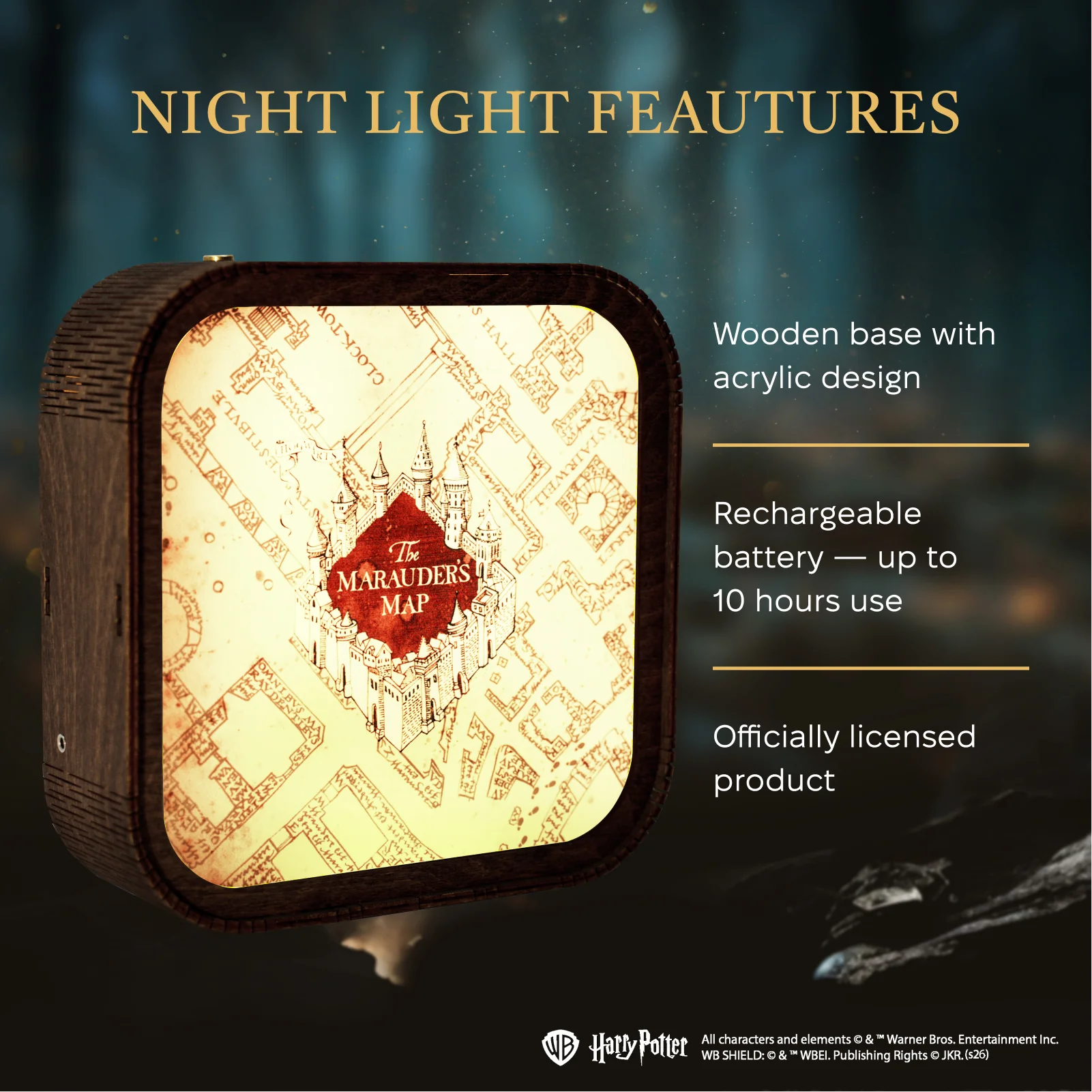 Wooden Acrylic Harry Potter Night Light - The Marauder’s Map - Image 15