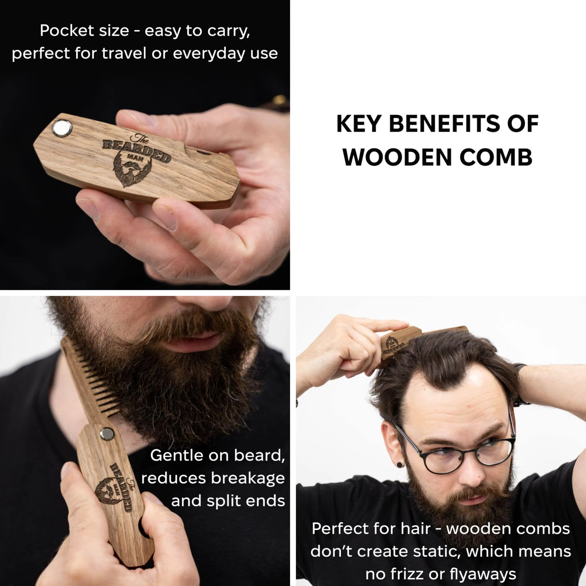 Wooden Beard Comb – Bearded Man - Image 13
