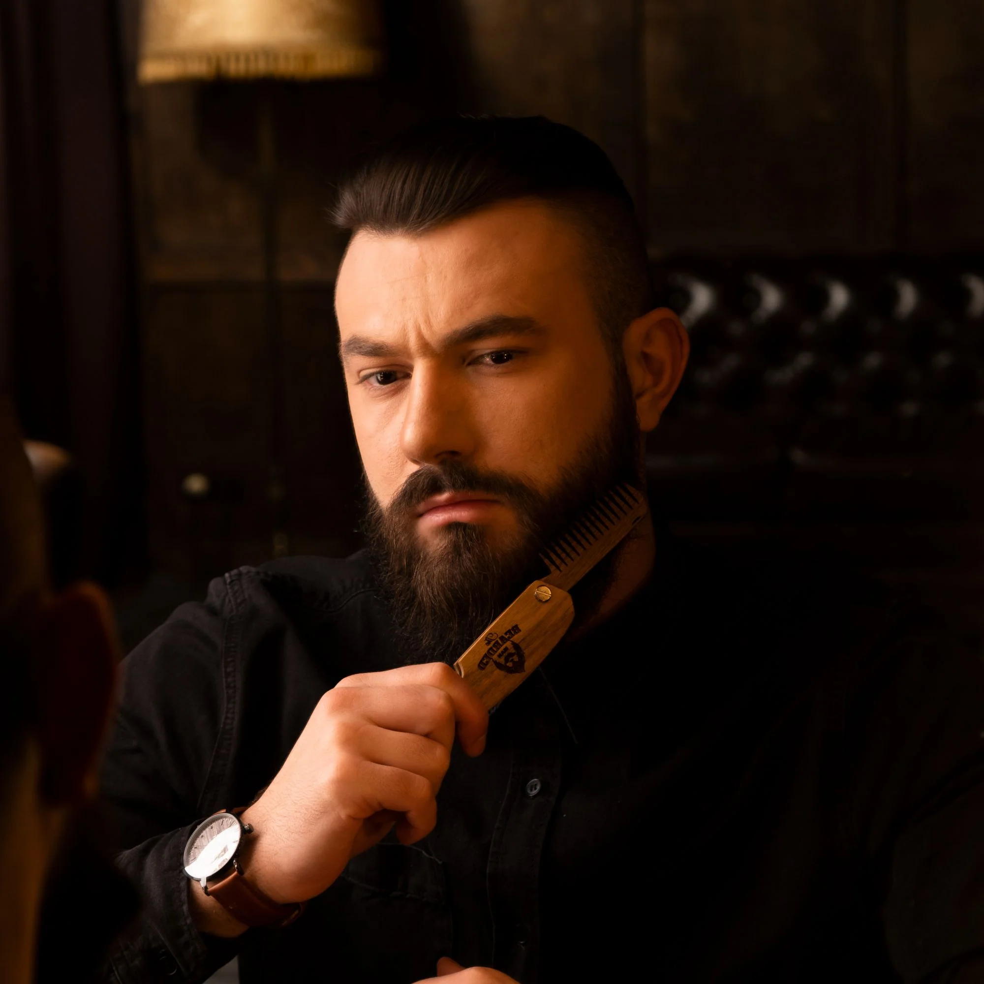 Wooden Beard Comb – Bearded Man - Image 5