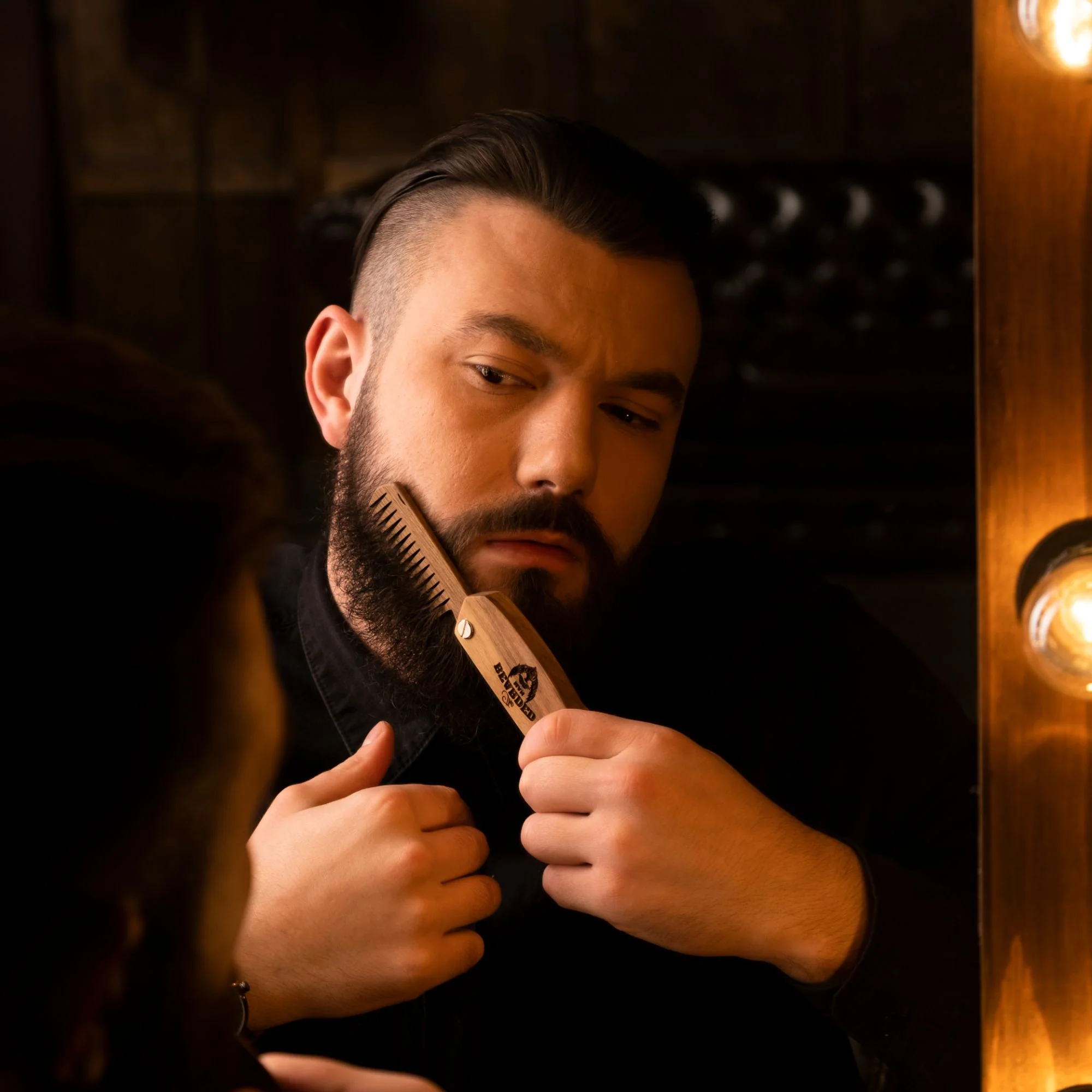 Wooden Beard Comb – Bearded Man - Image 7