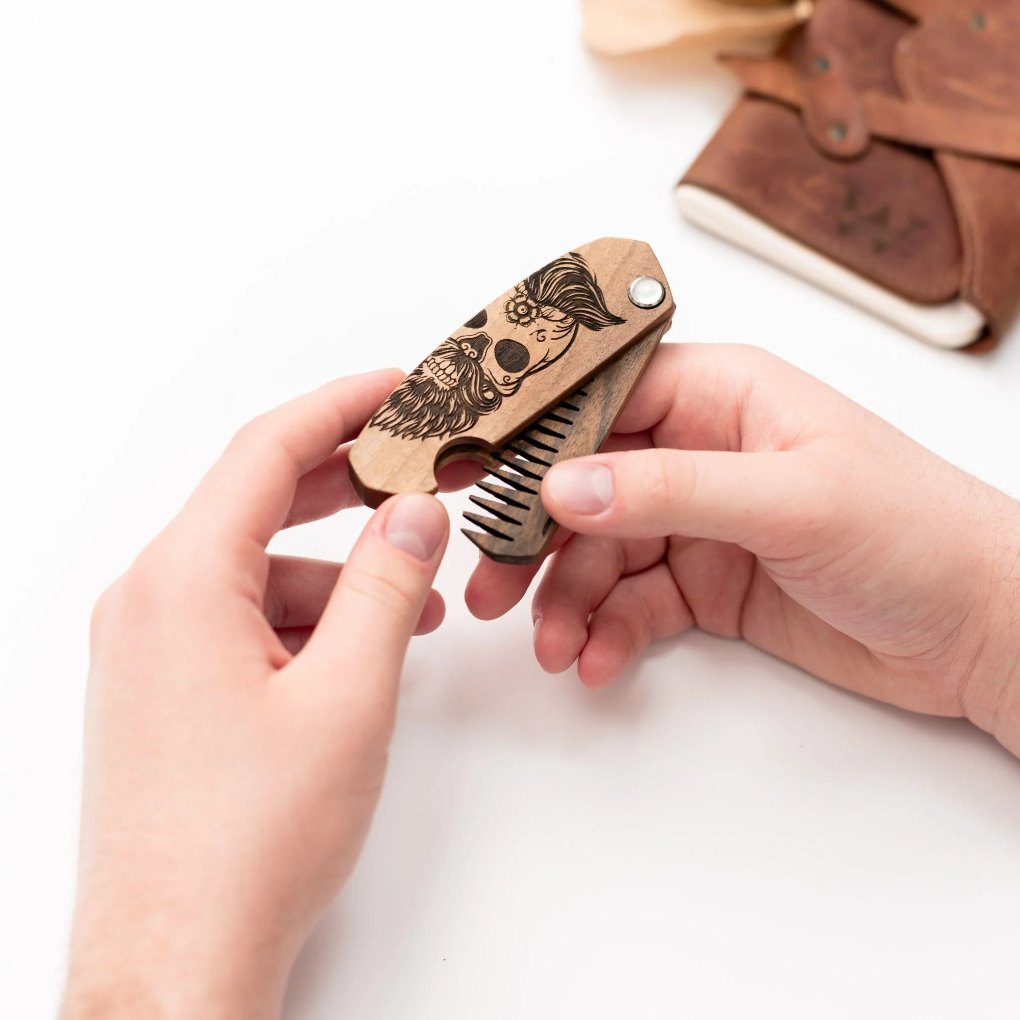 Wooden Beard Comb – Sugar Skull - Image 11