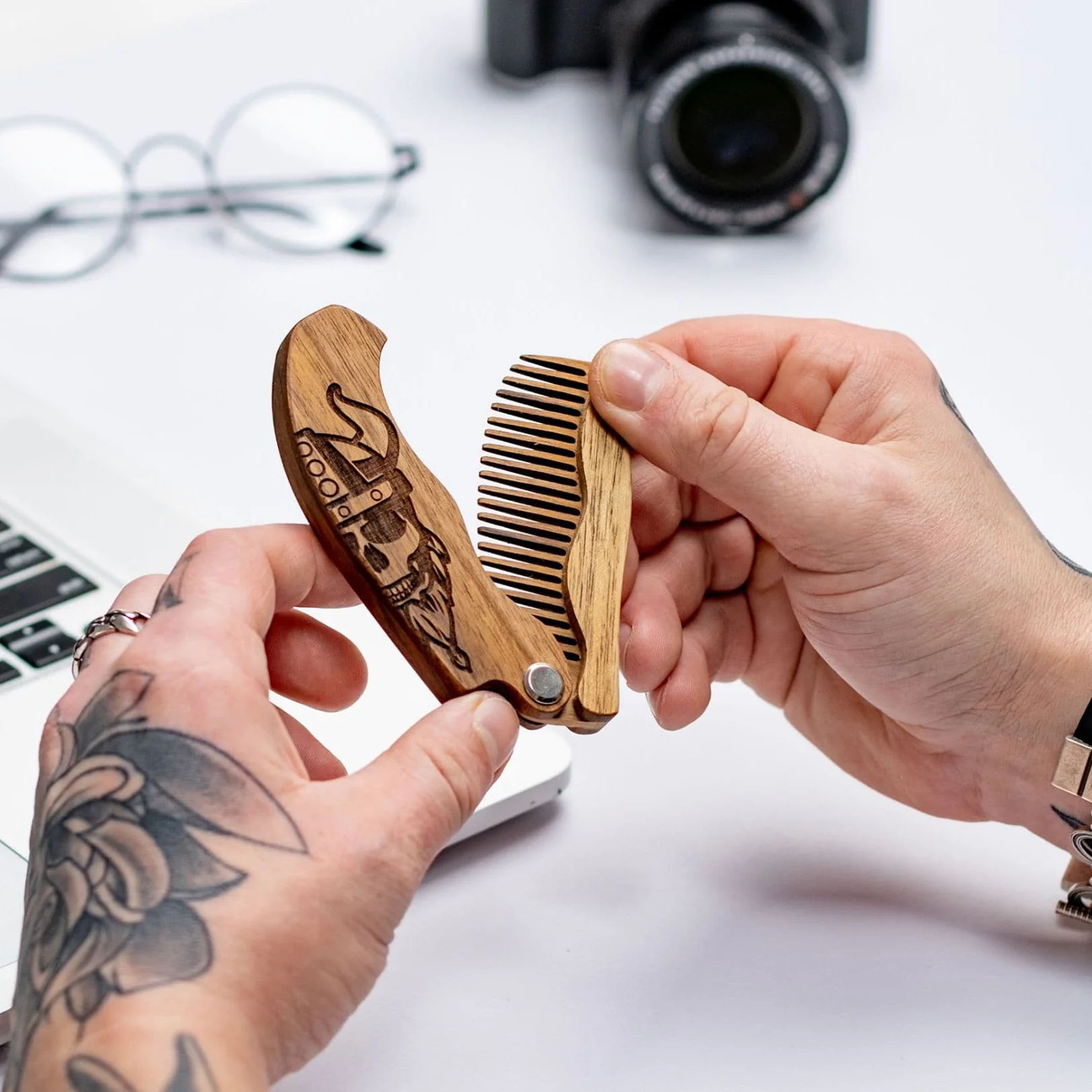 Wooden Beard Comb – Viking Design - Image 4
