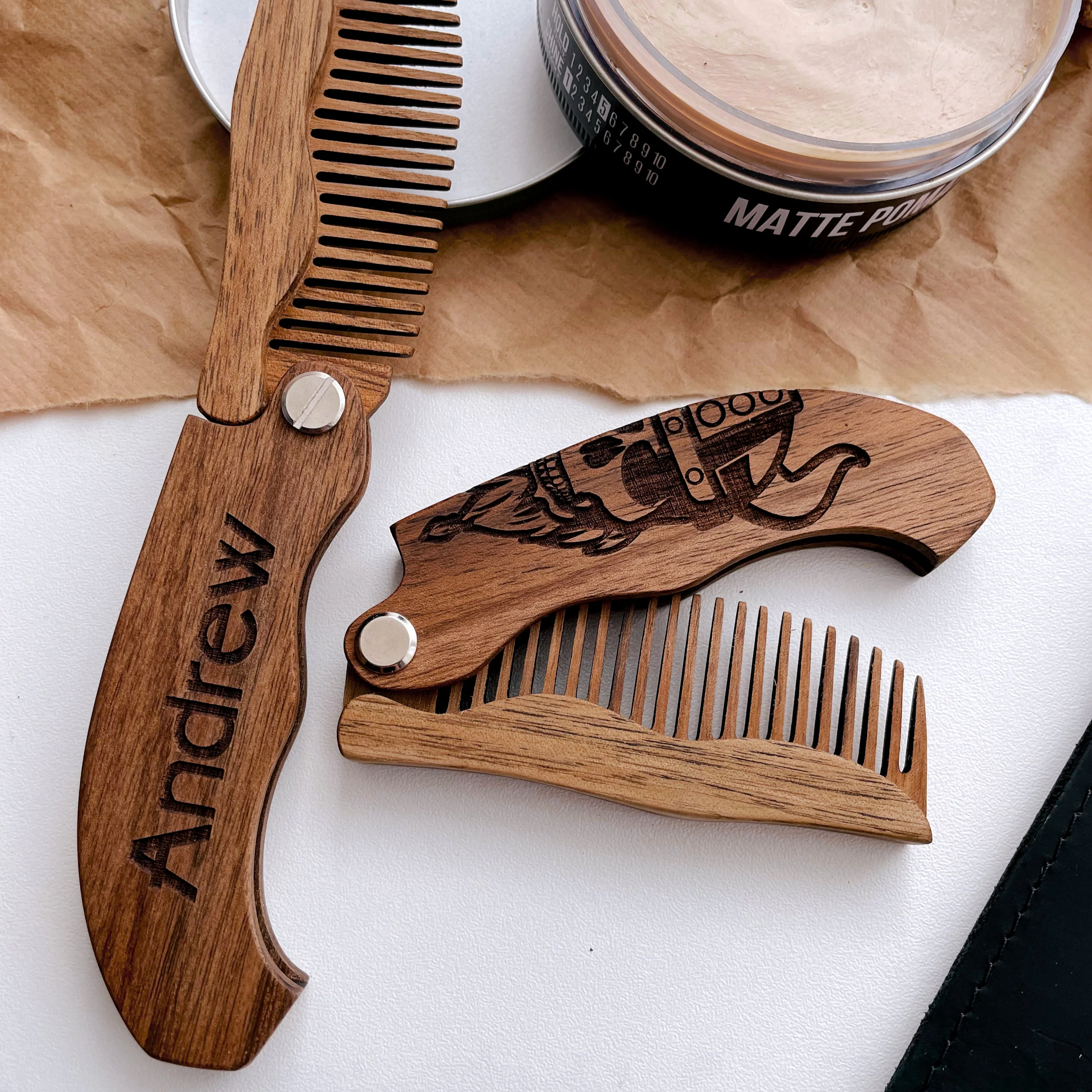 Wooden Beard Comb – Viking Design - Image 9
