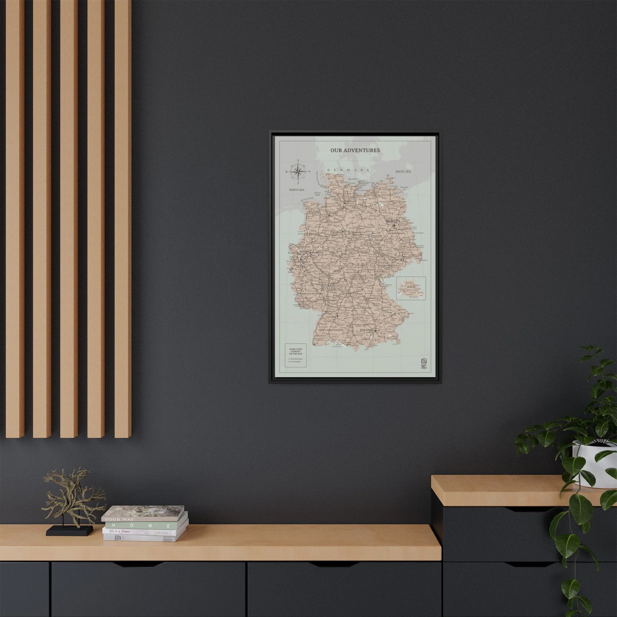 Wooden Canvas Germany Map - Antique - Image 6