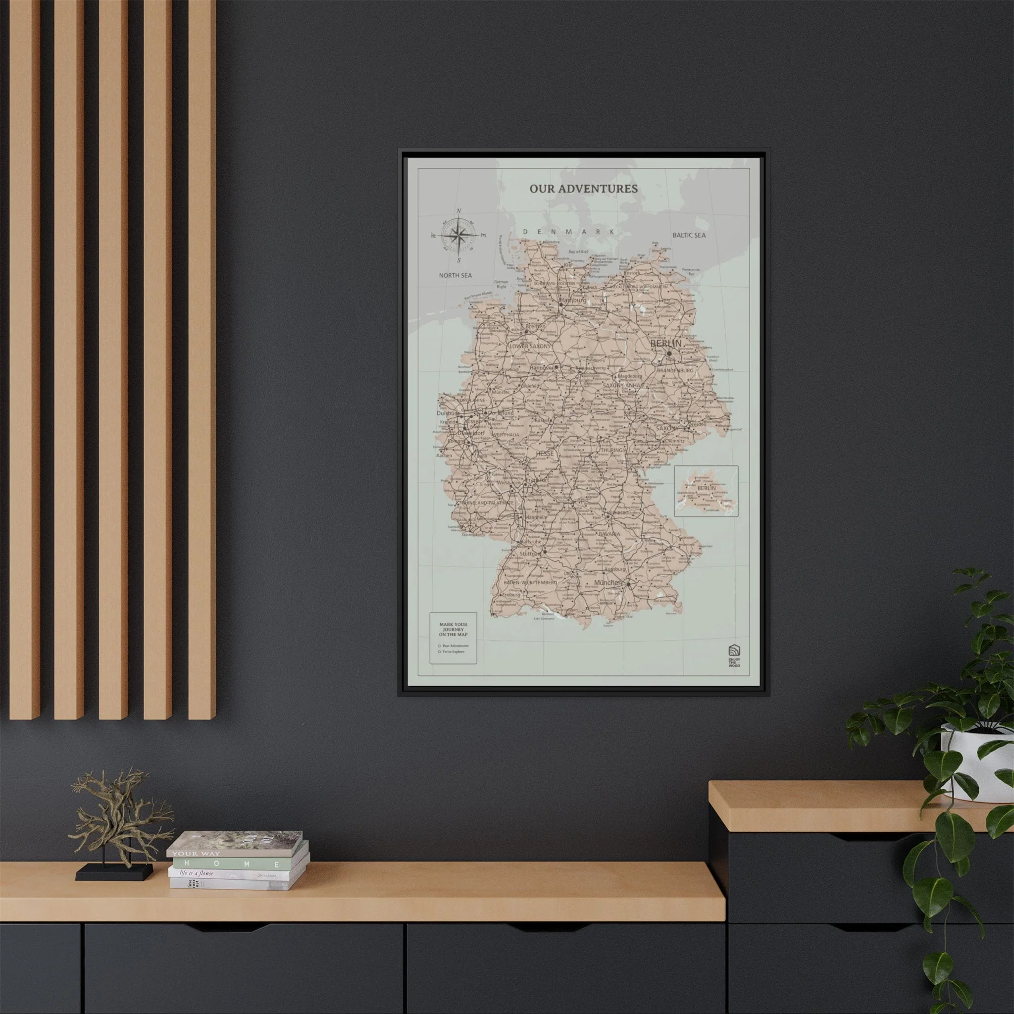 Wooden Canvas Germany Map - Antique - Image 8