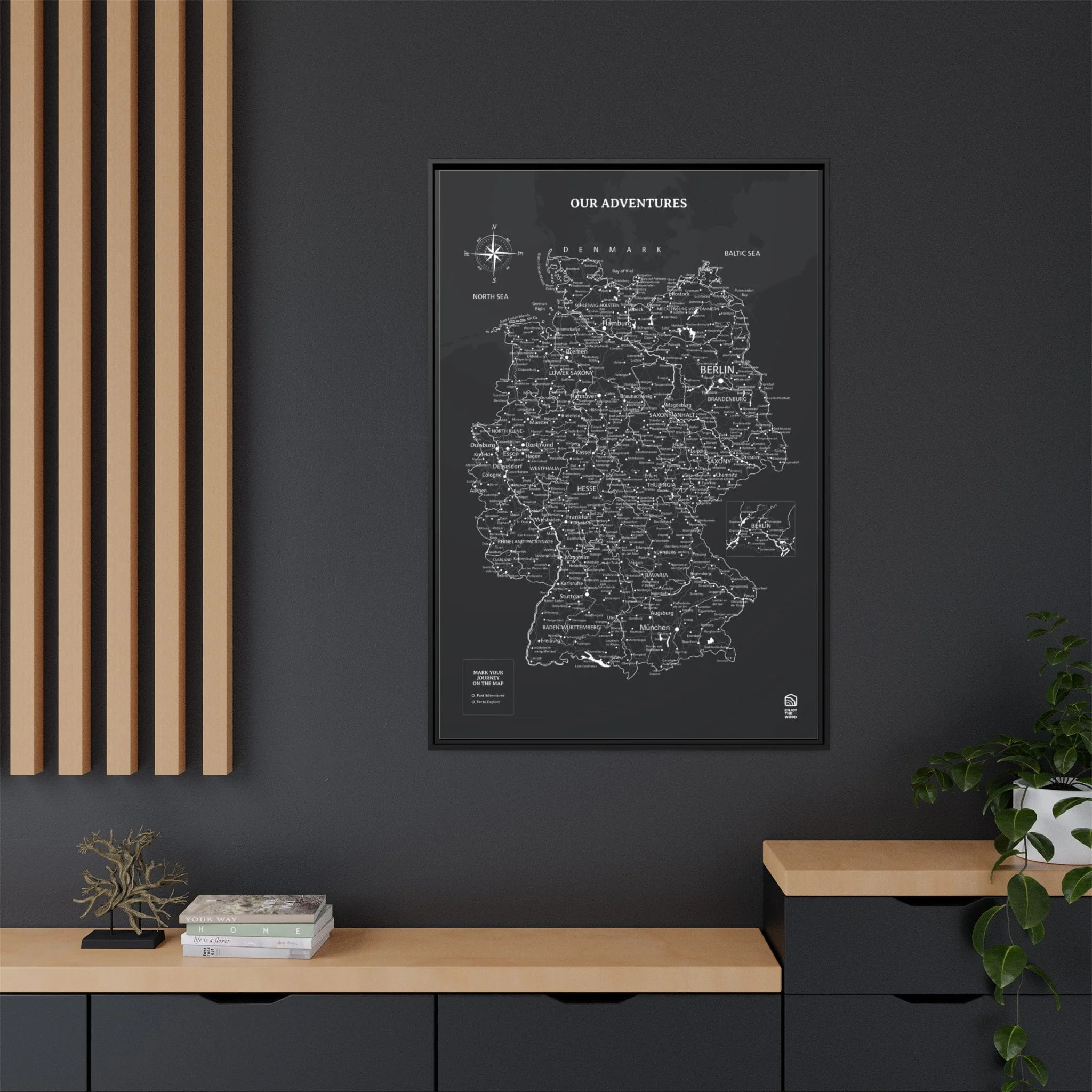 Wooden Canvas Germany Map - Black - Image 3