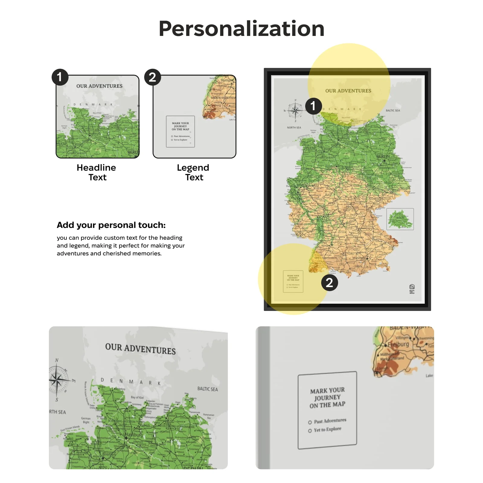 Wooden Canvas Germany Map - Physical - Image 11