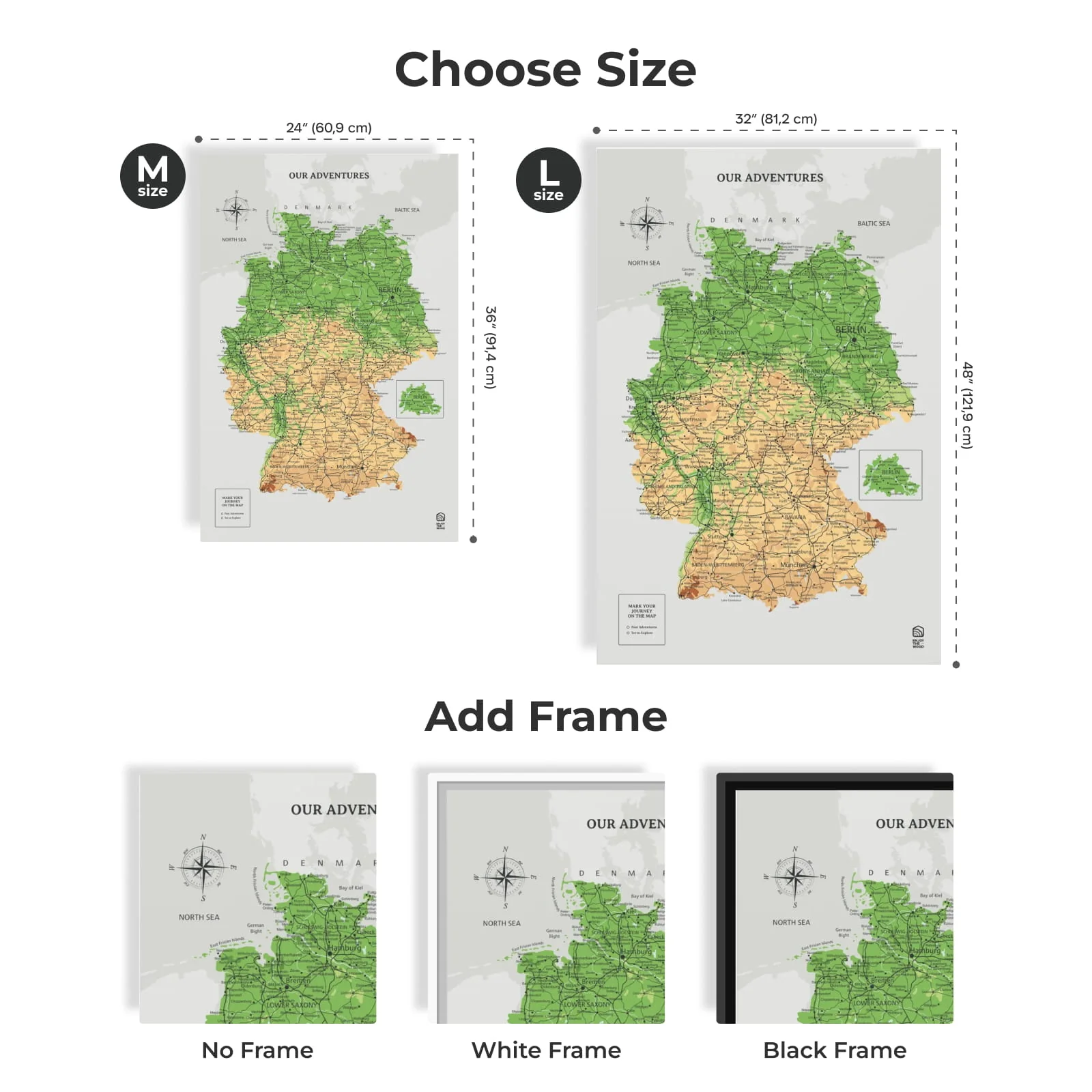 Wooden Canvas Germany Map - Physical - Image 12
