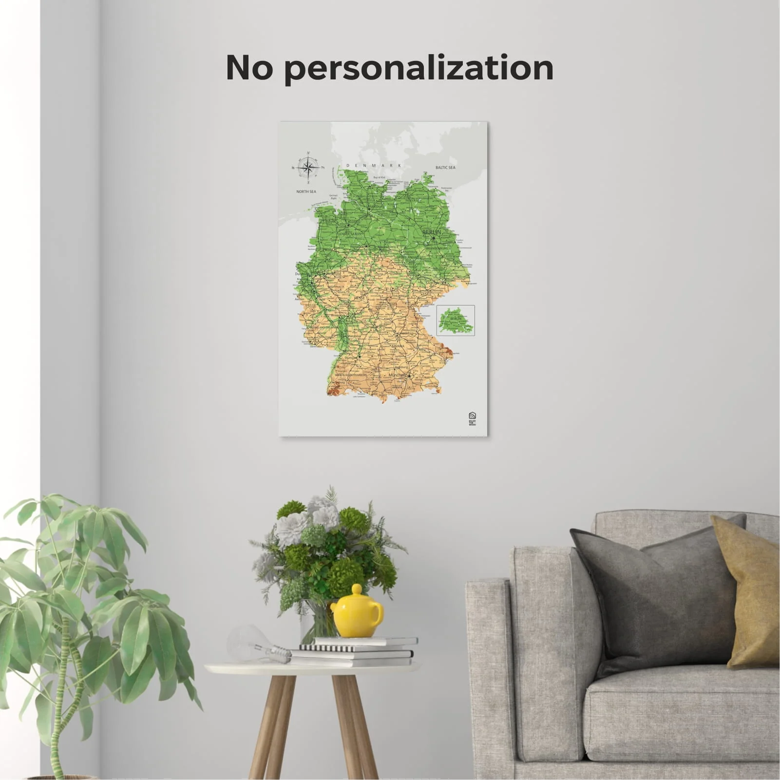 Wooden Canvas Germany Map - Physical - Image 13