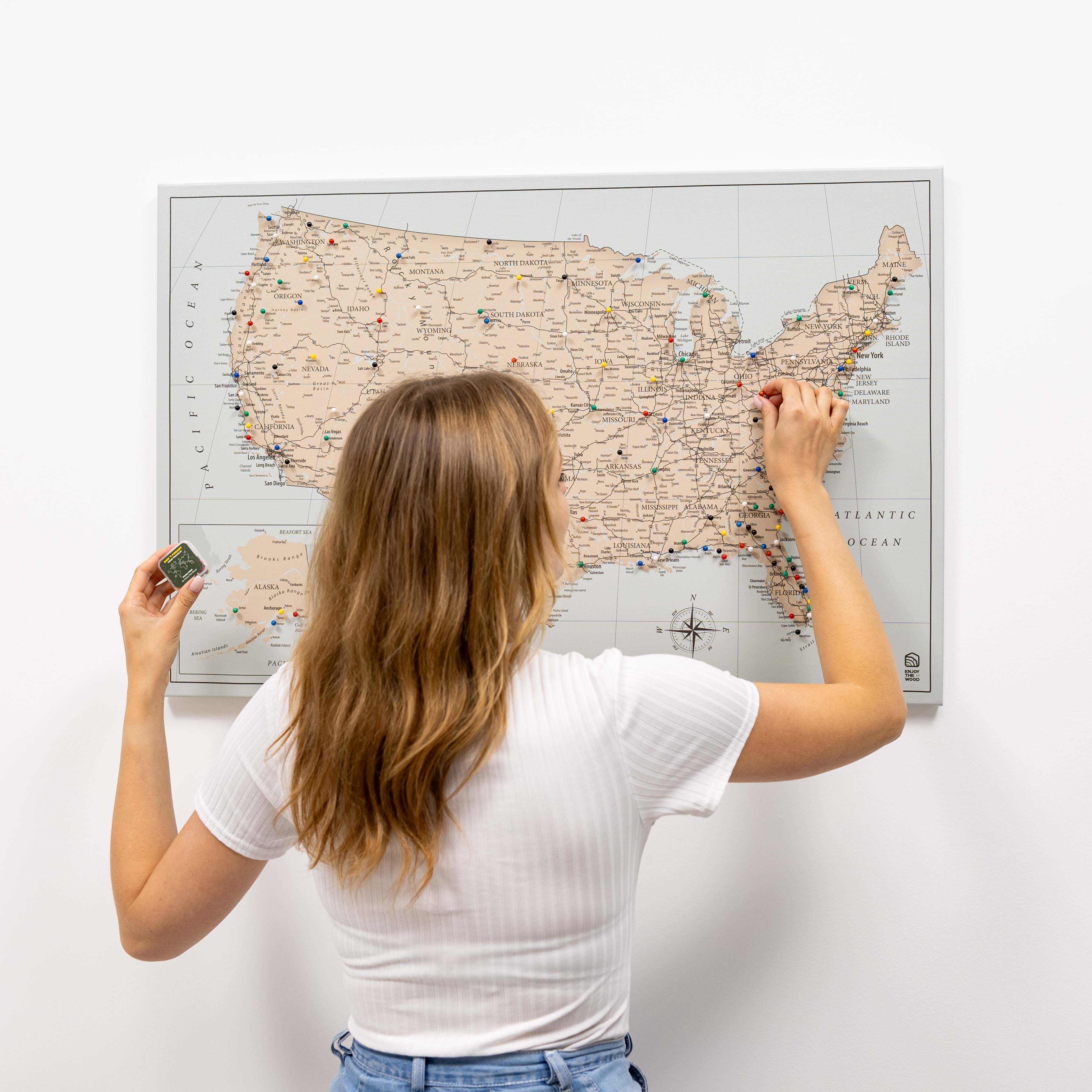 Wooden Canvas USA Map - Antique - Image 10