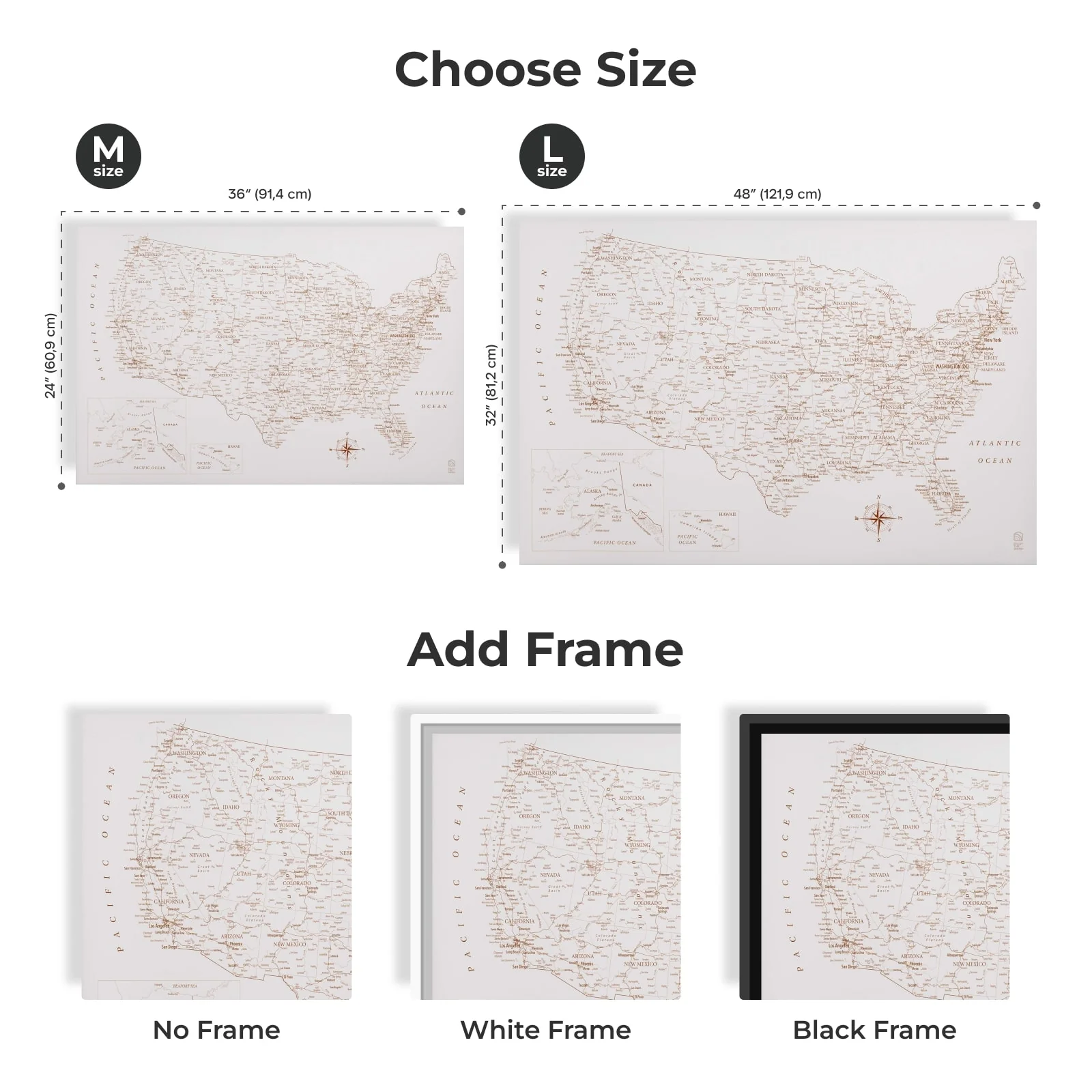 Wooden Canvas USA Map - Beige - Image 12