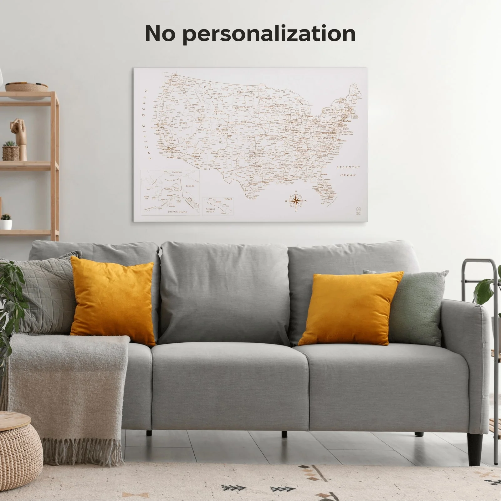 Wooden Canvas USA Map - Beige - Image 13