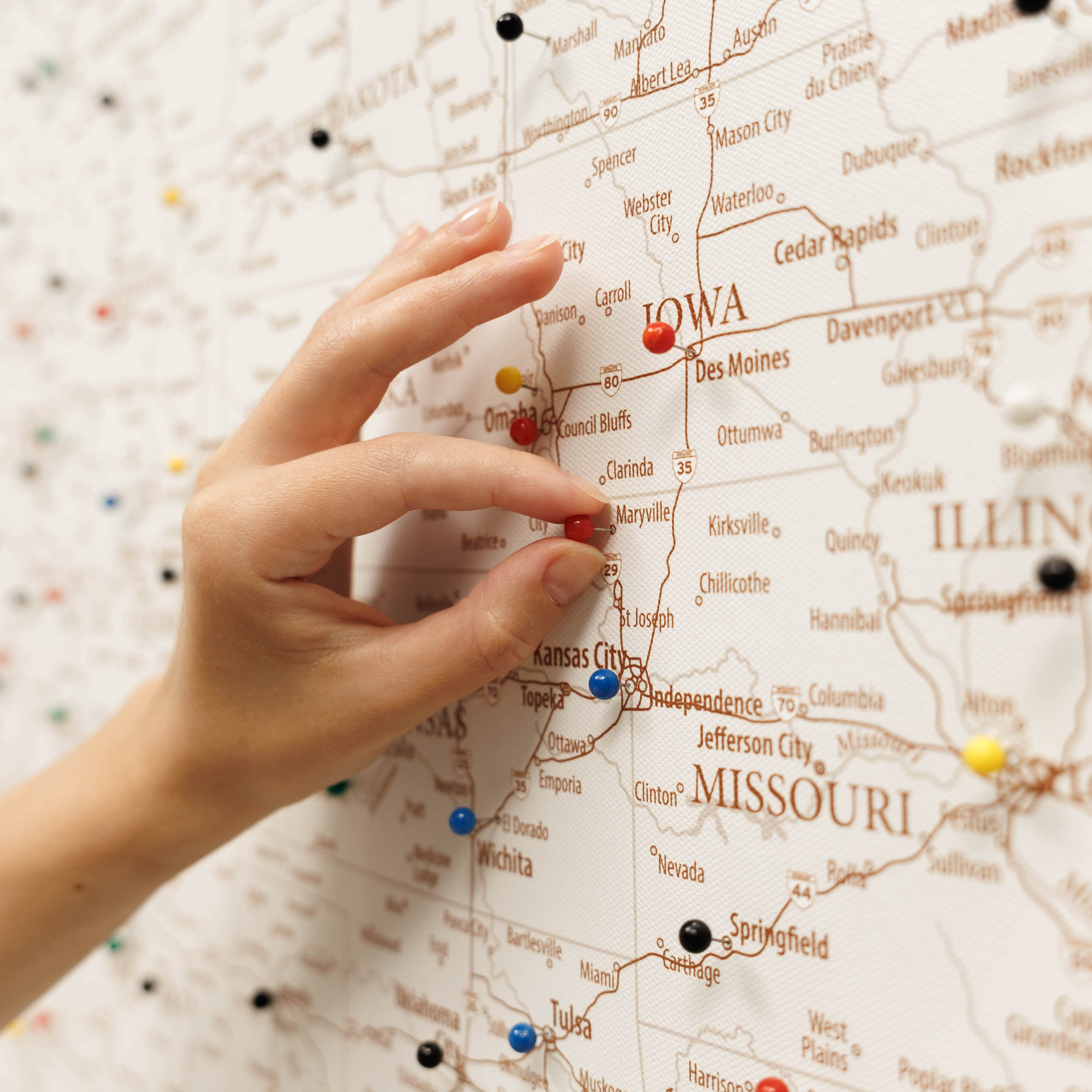 Wooden Canvas USA Map - Beige - Image 2