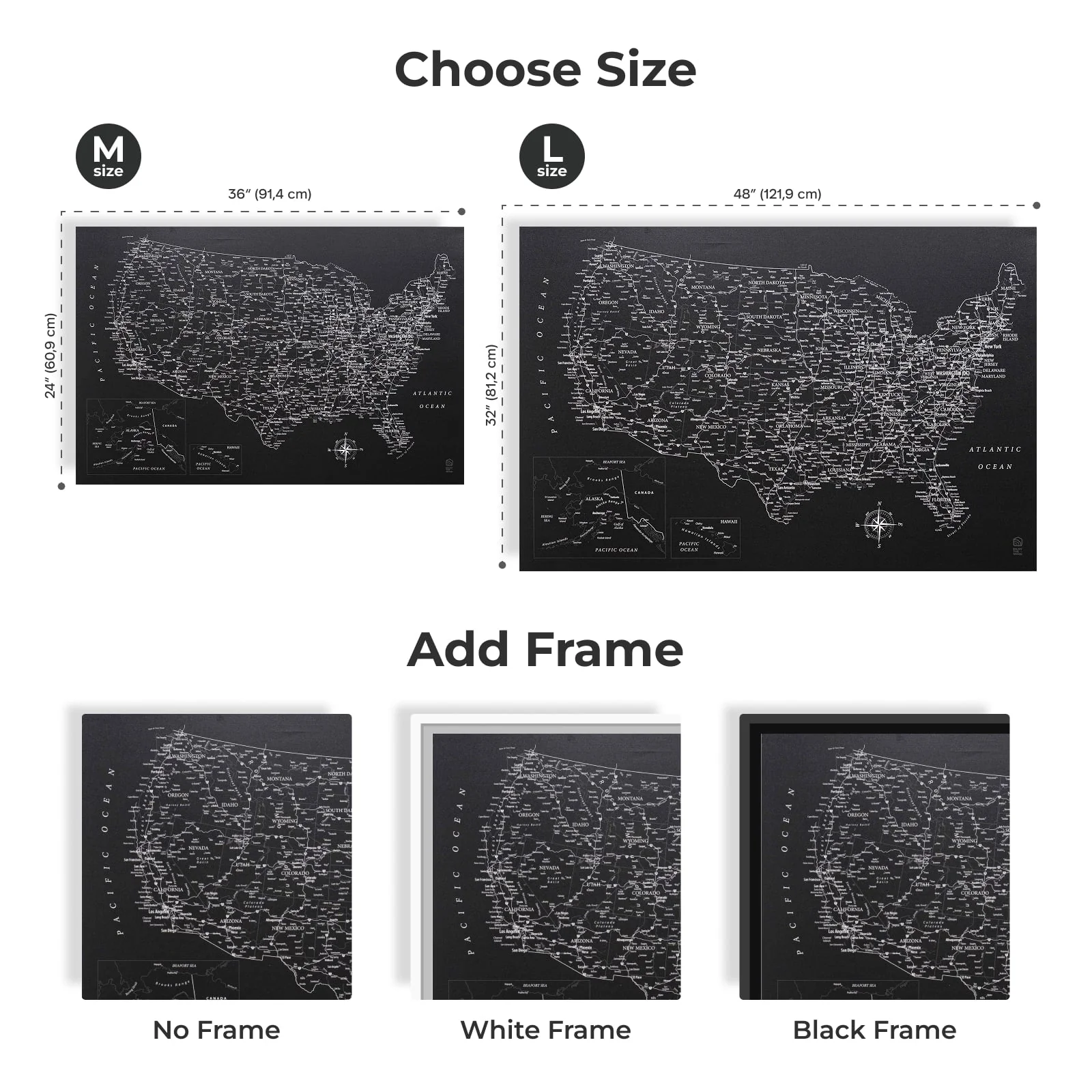 Wooden Canvas USA Map - Black - Image 15