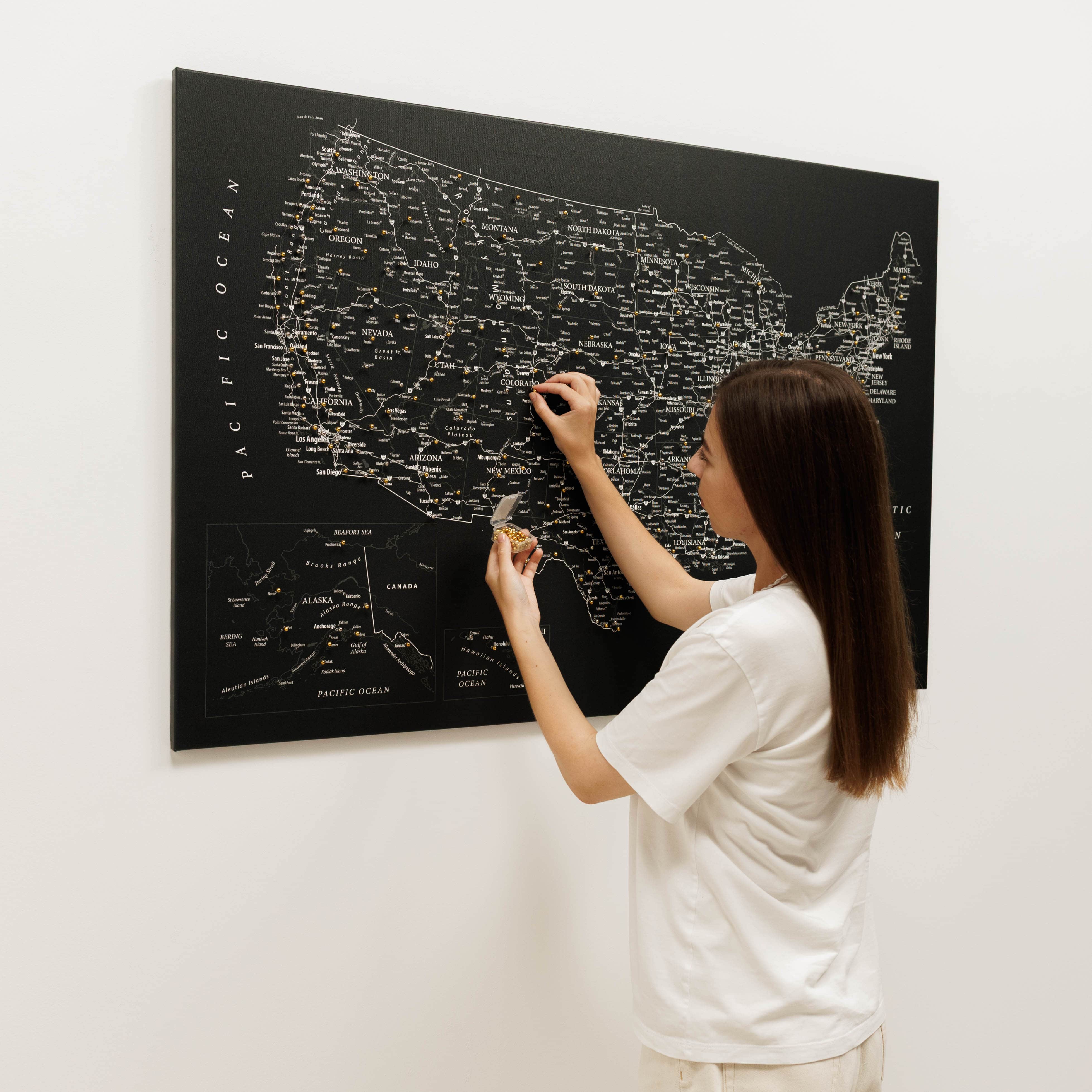 Wooden Canvas USA Map - Black - Image 8