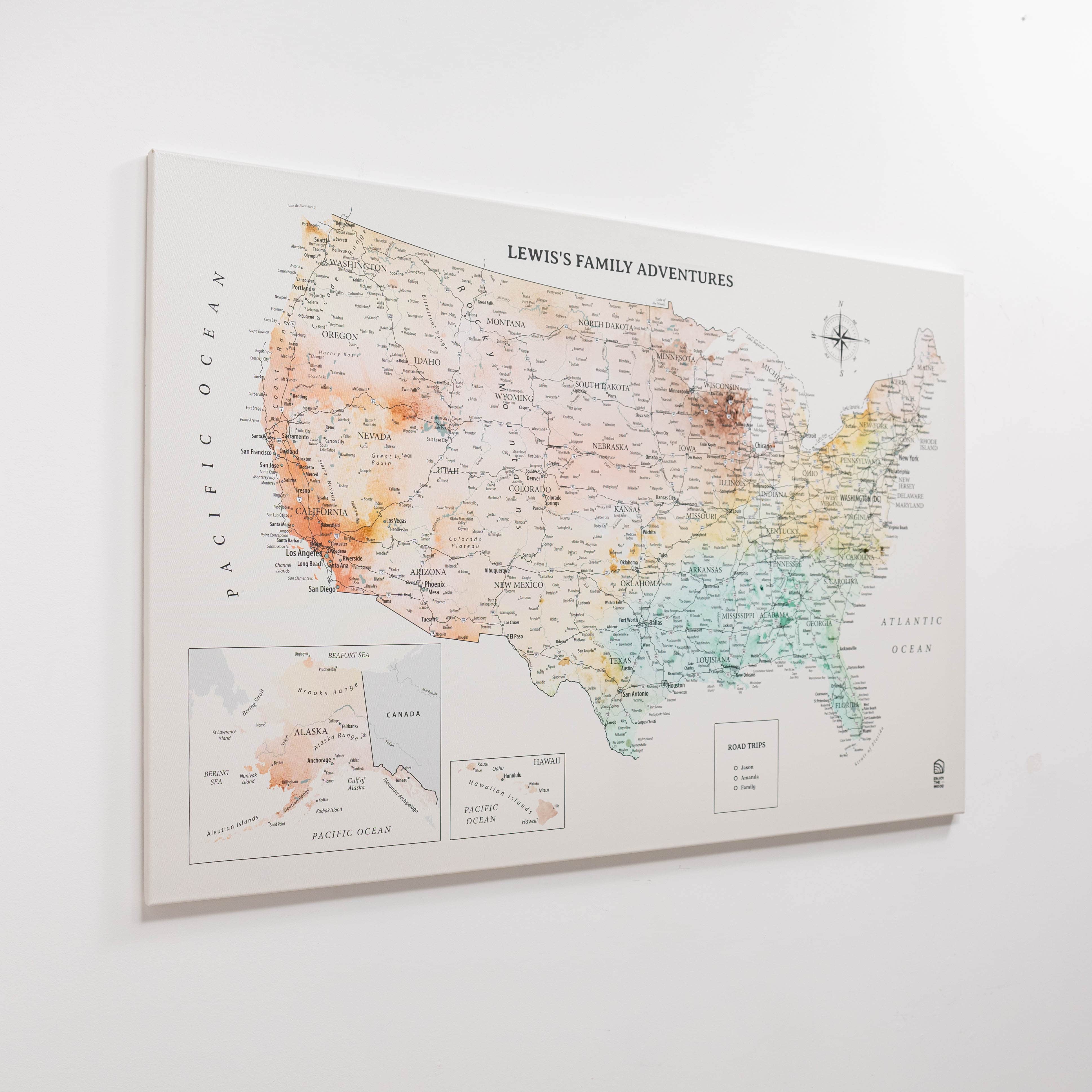 Wooden Canvas USA Map -  Colorful - Image 10