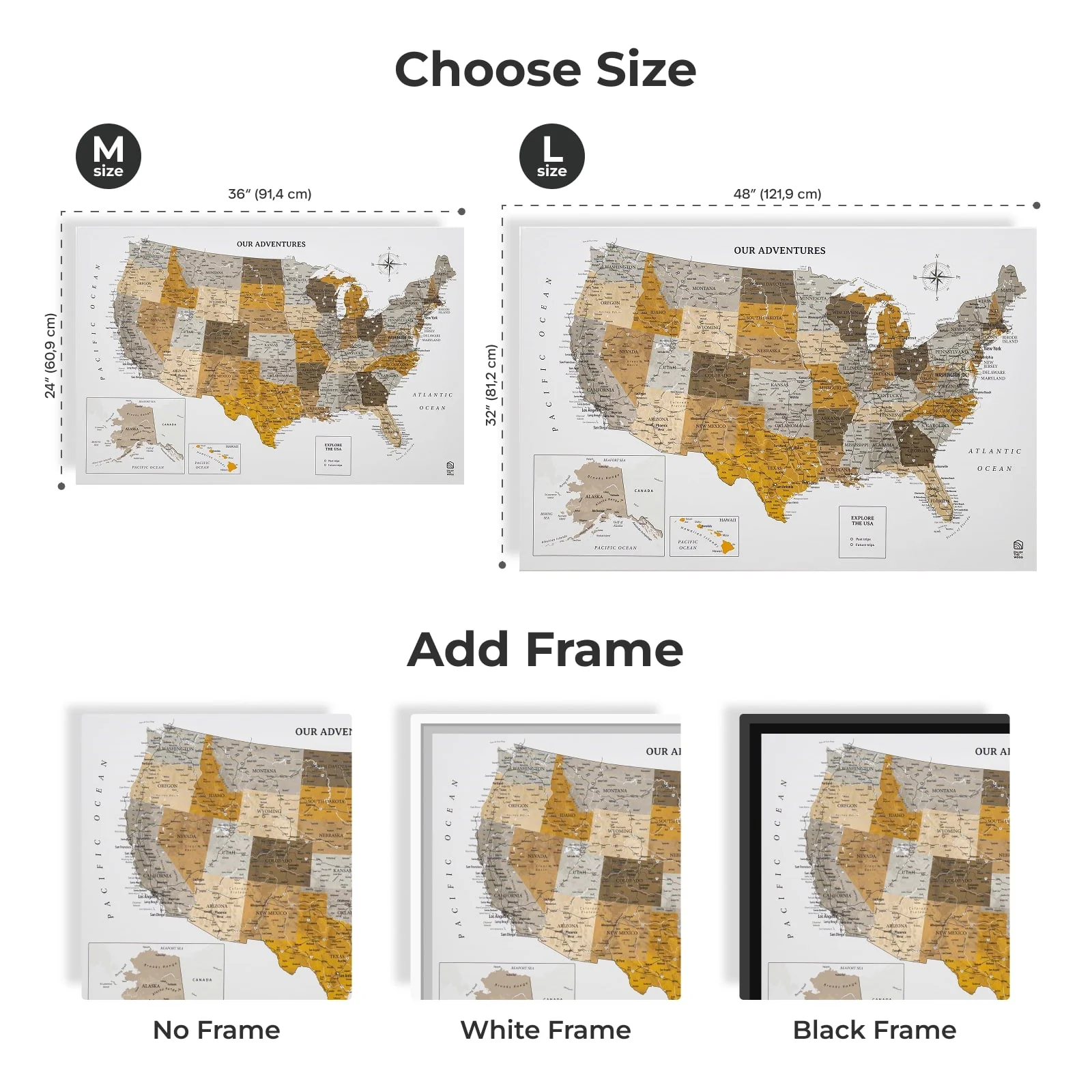 Wooden Canvas USA Map - Desert - Image 16
