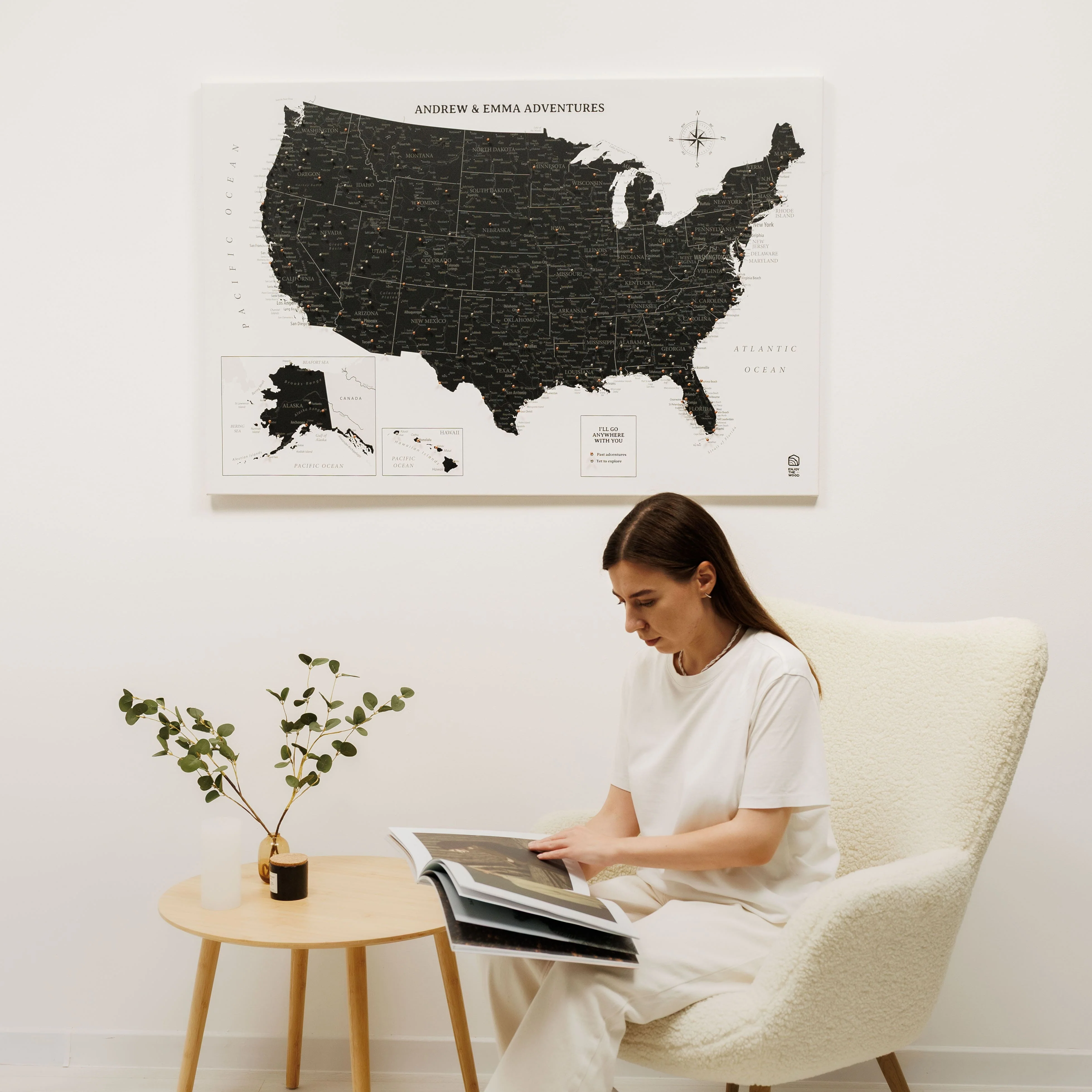 Wooden Canvas USA Map - Onyx - Image 11