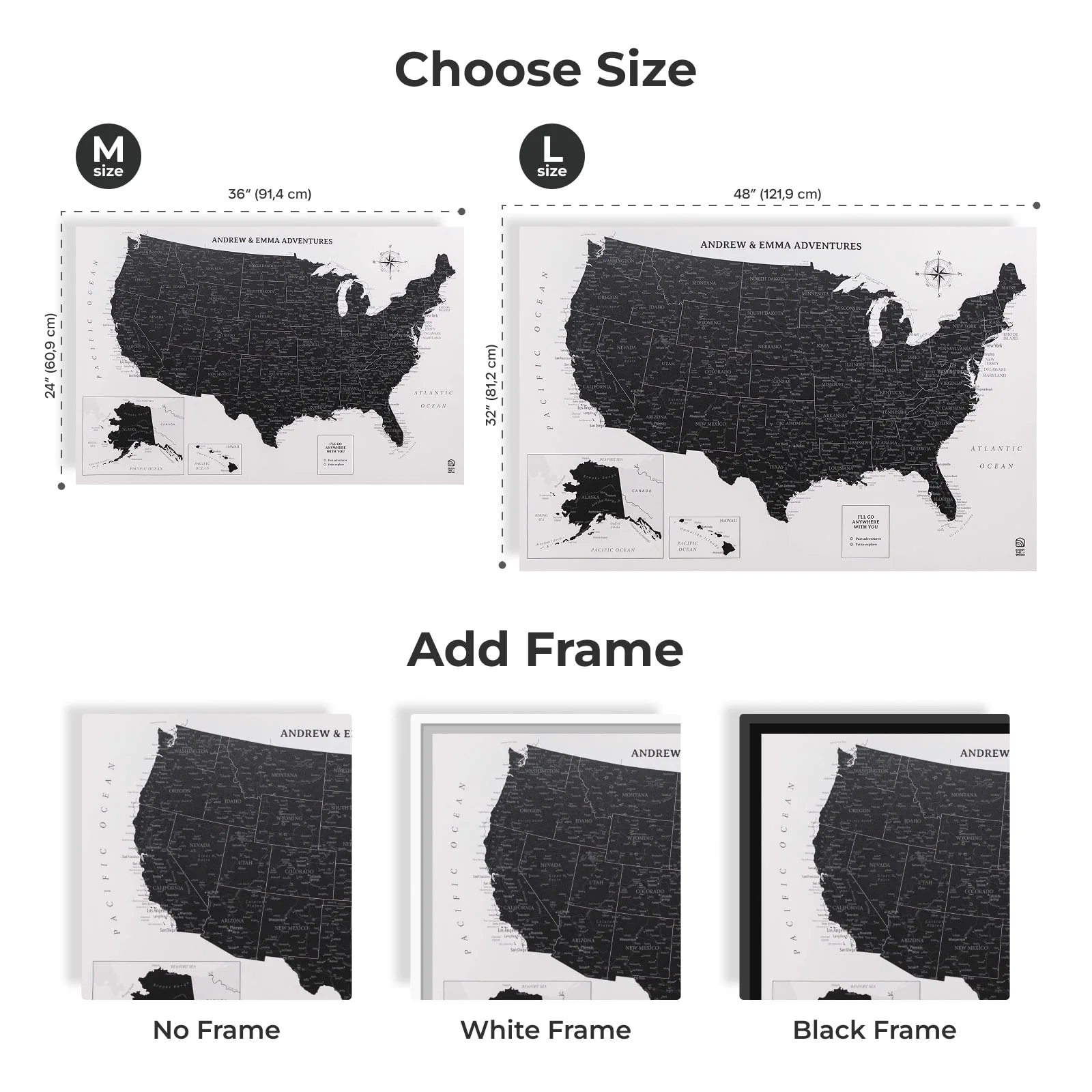 Wooden Canvas USA Map - Onyx - Image 15