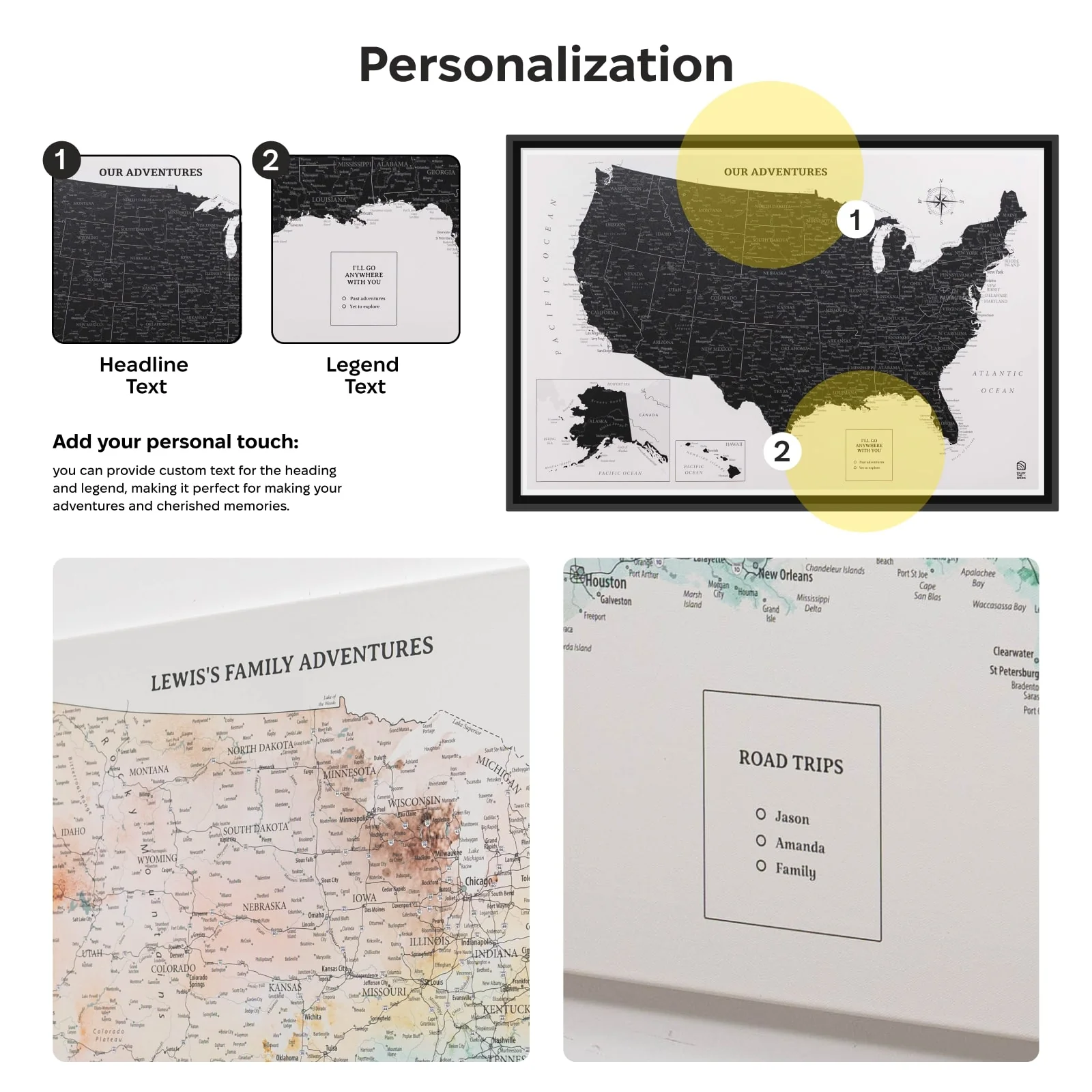 Wooden Canvas USA Map - Onyx - Image 17
