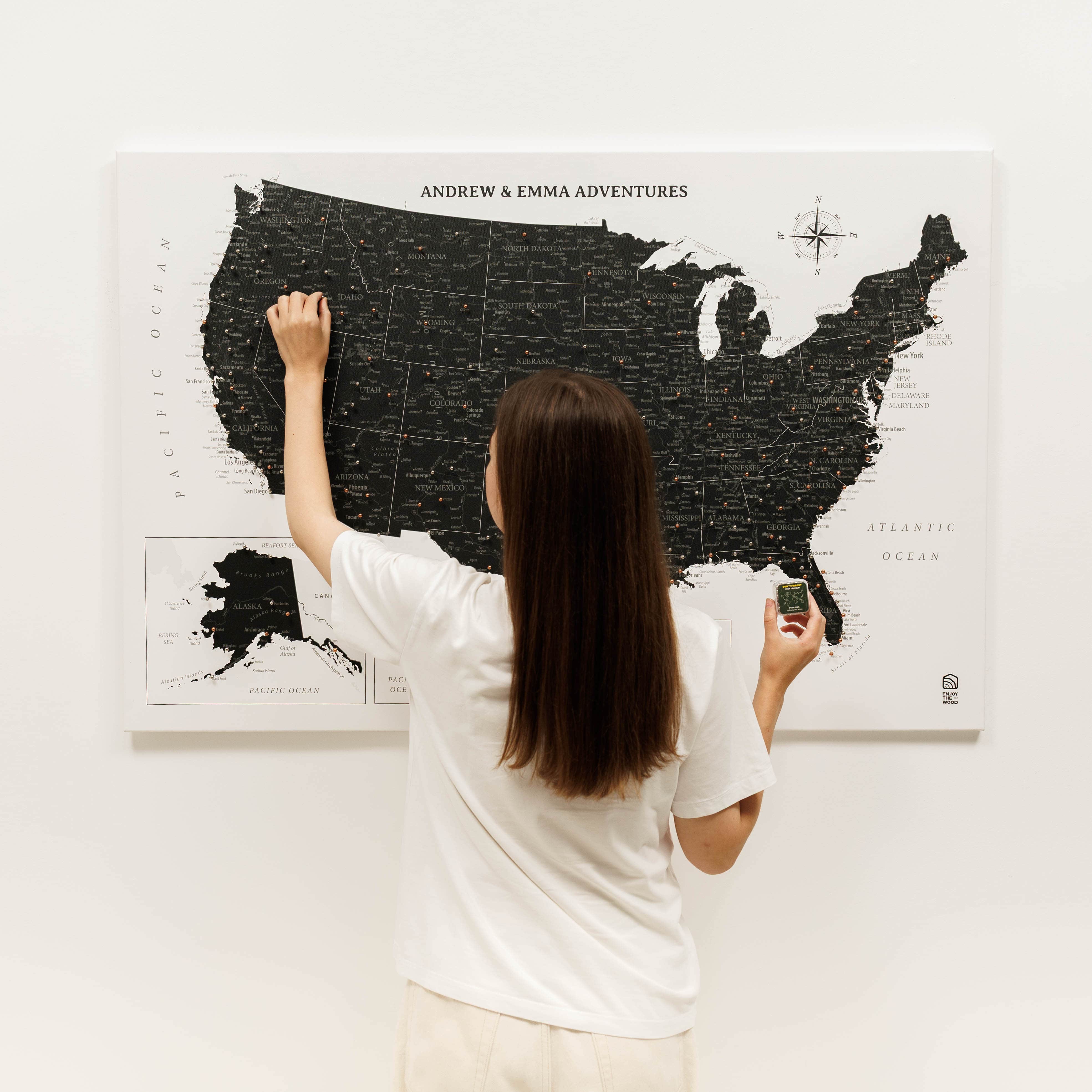 Wooden Canvas USA Map - Onyx - Image 3