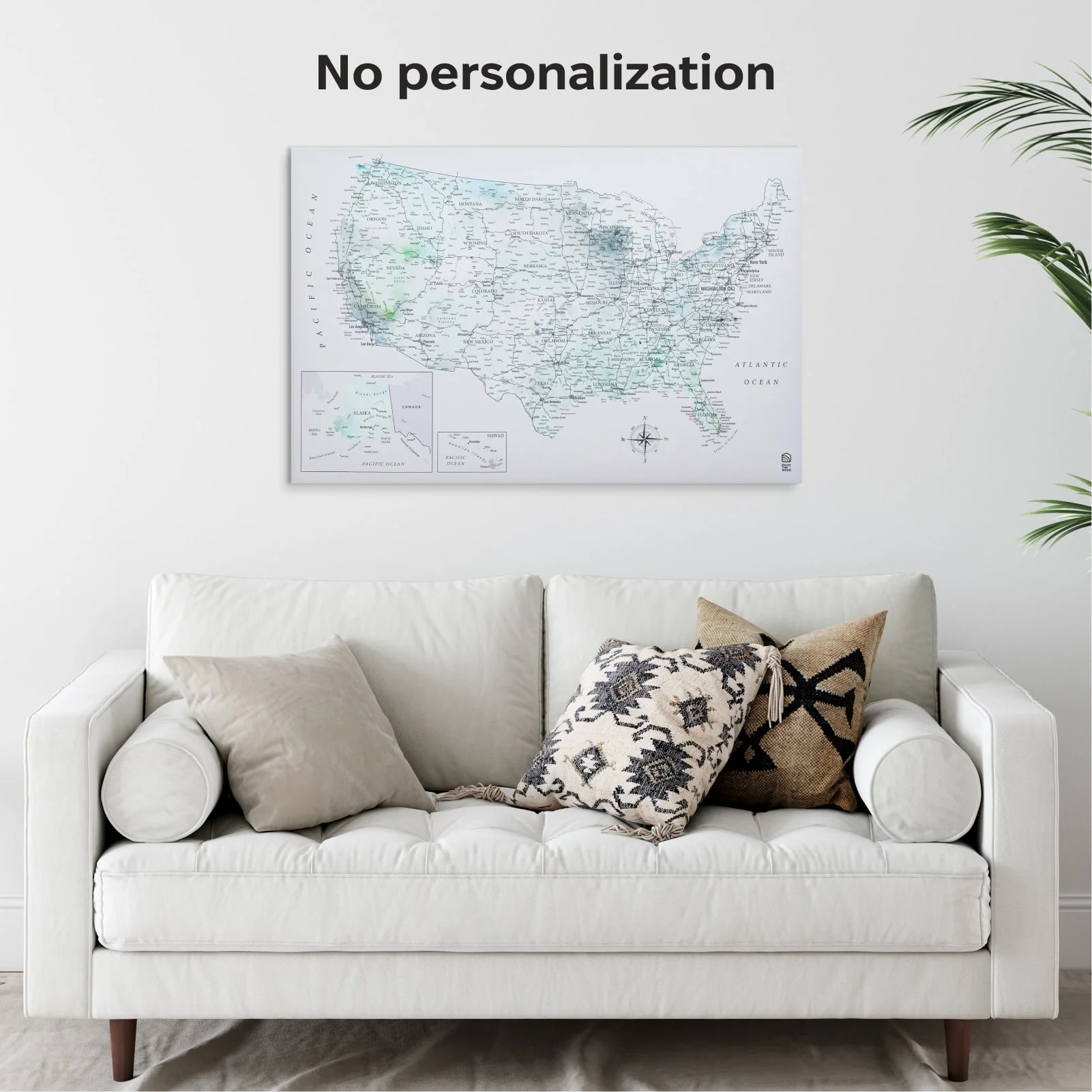 Wooden Canvas USA Map - Sky Blue - Image 15