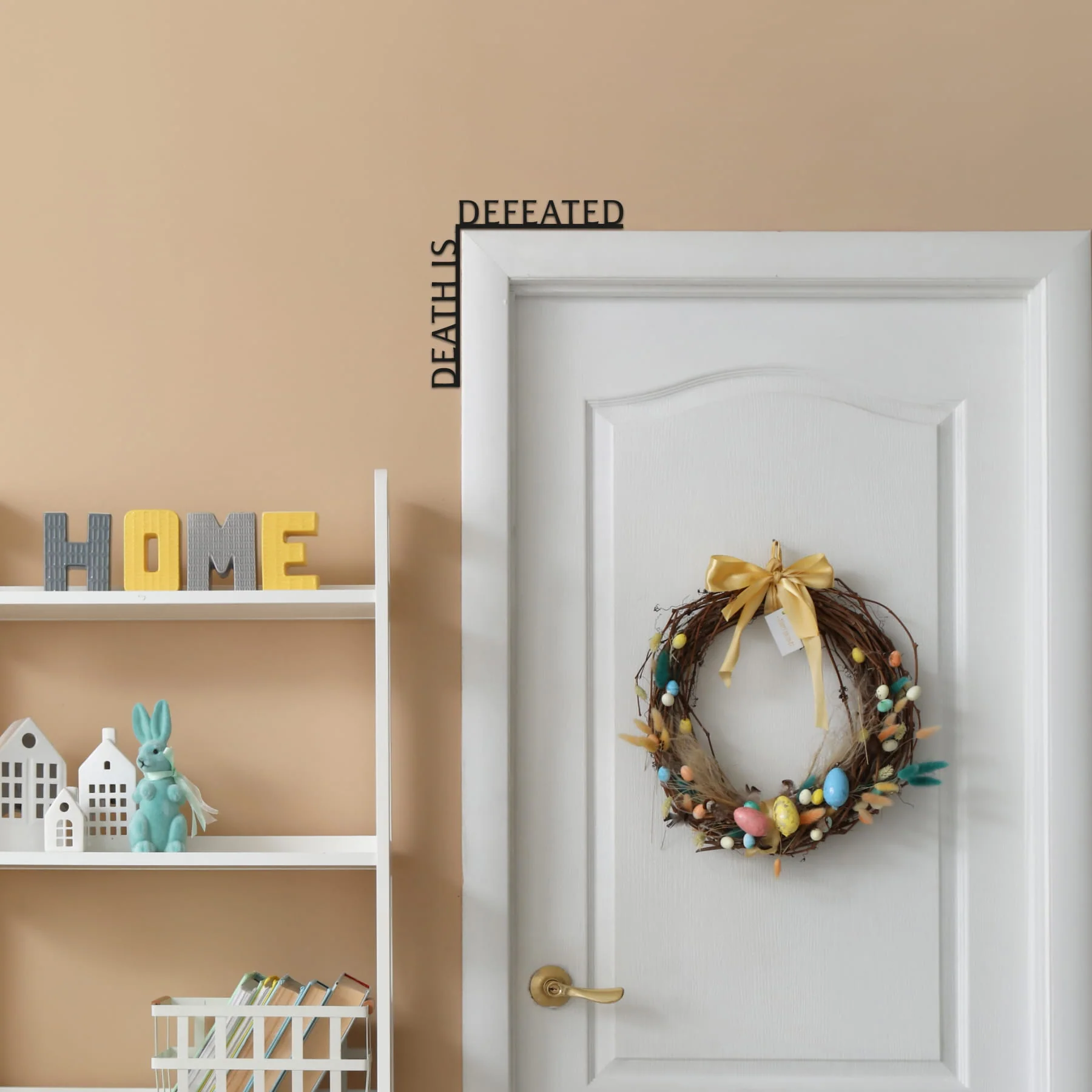 Wooden Corner Quote – Death Is Defeated - Image 5