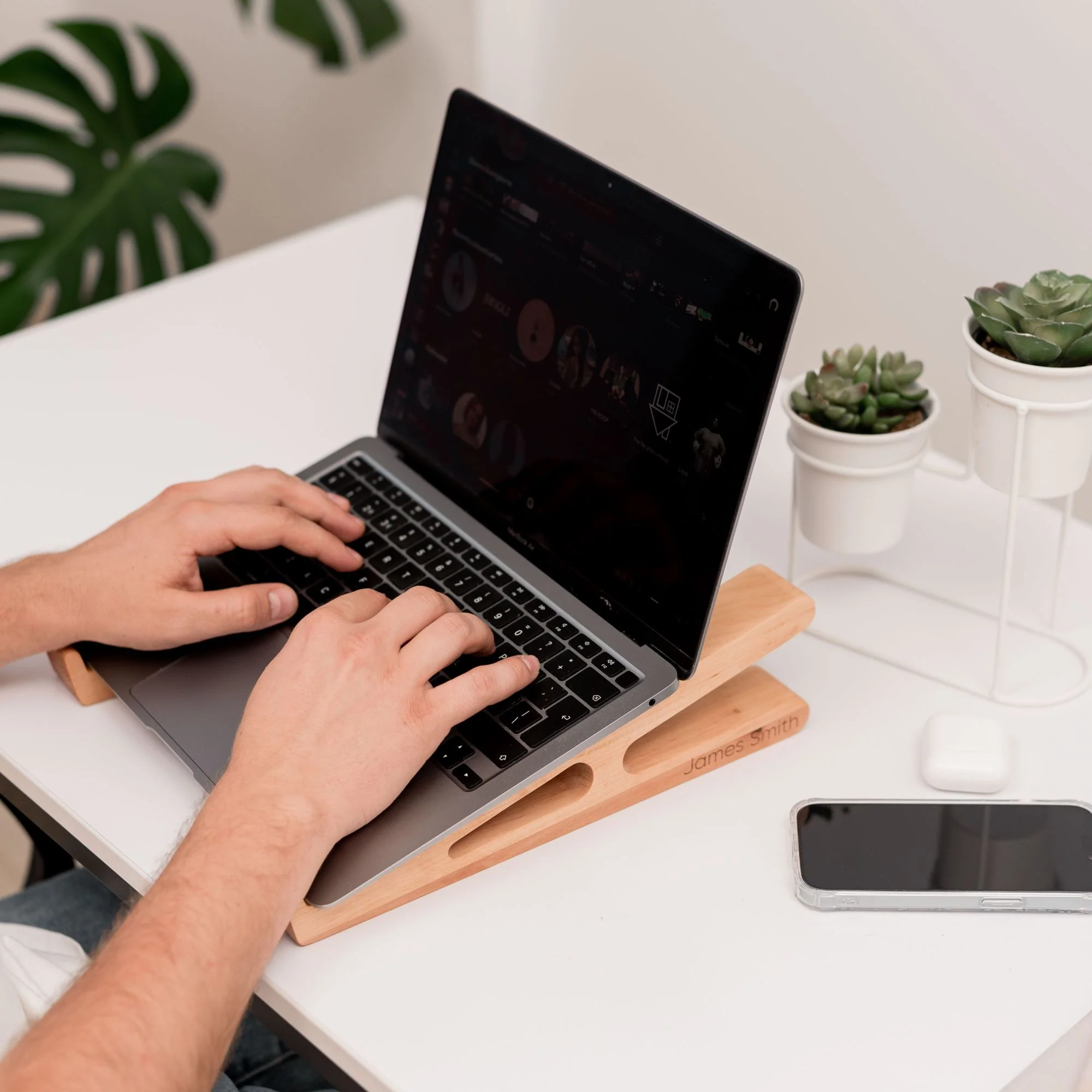 Wooden Laptop Stand – Solid Wood - Image 10