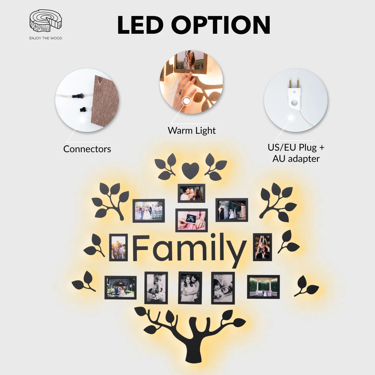 Wooden Led Family Tree - Black Ember - Image 14