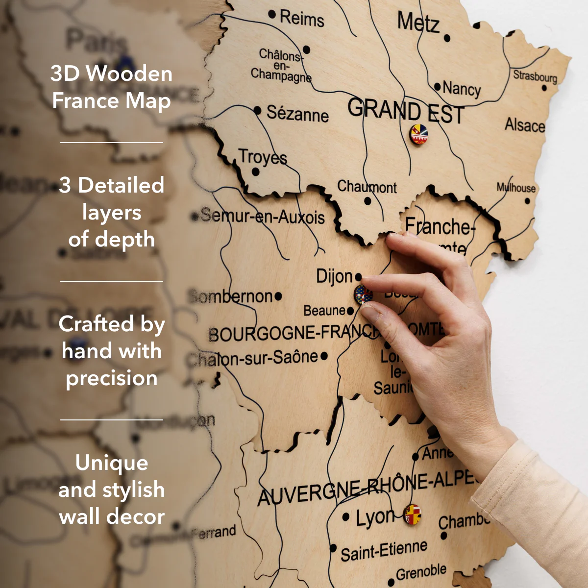 Wooden Map of France - Gold - Image 10