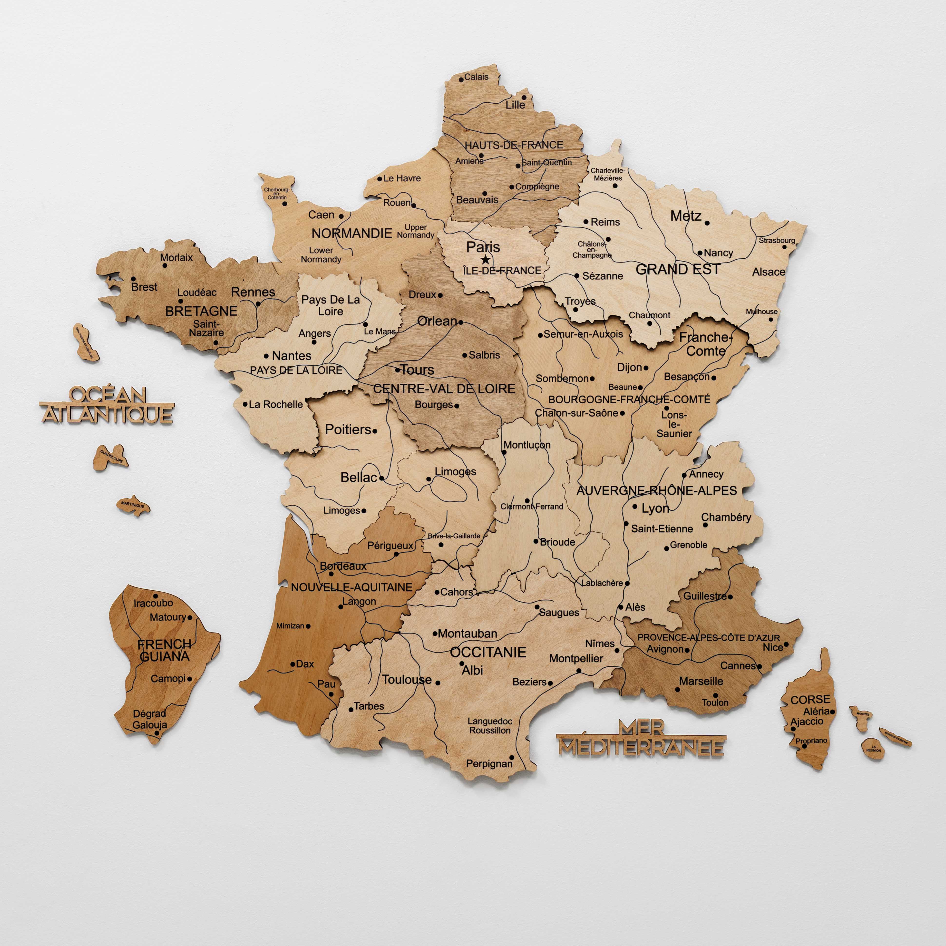 Wooden Map of France - Gold - Image 7