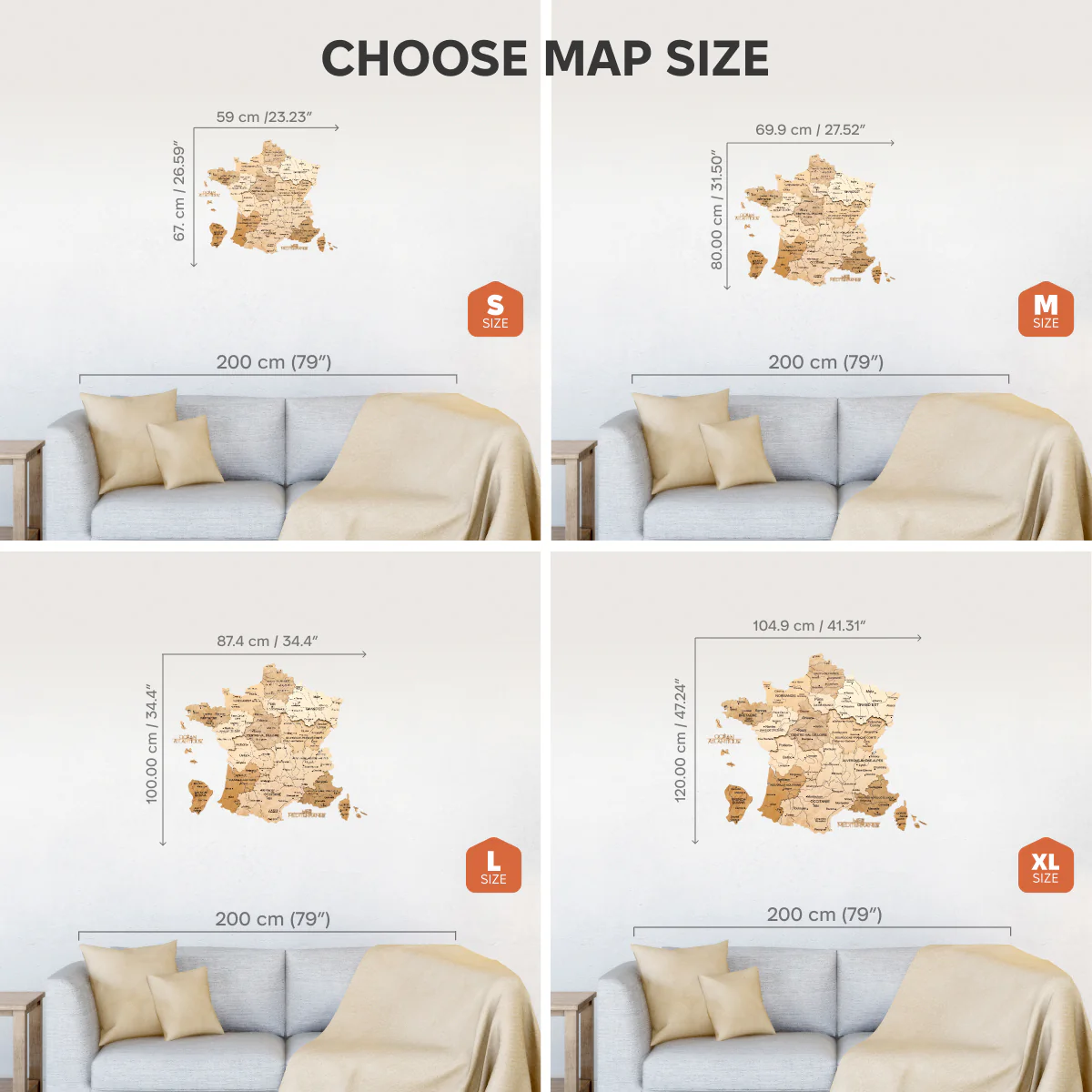Wooden Map of France - Gold - Image 8