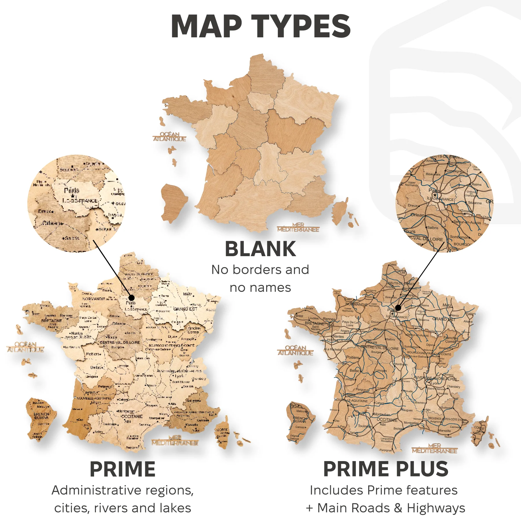 Wooden Map of France - Gold - Image 9
