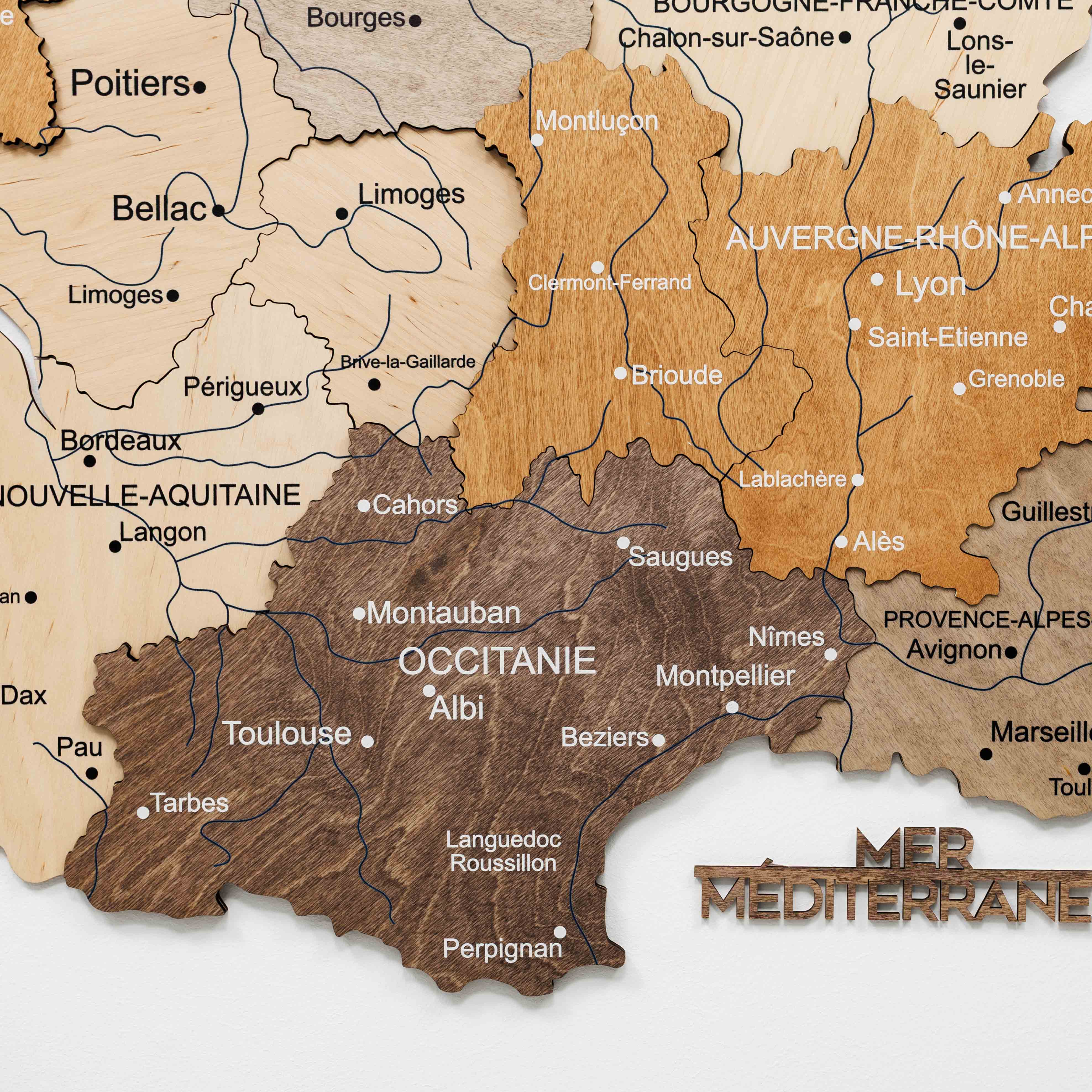 Wooden Map of France - Multicolor - Image 2