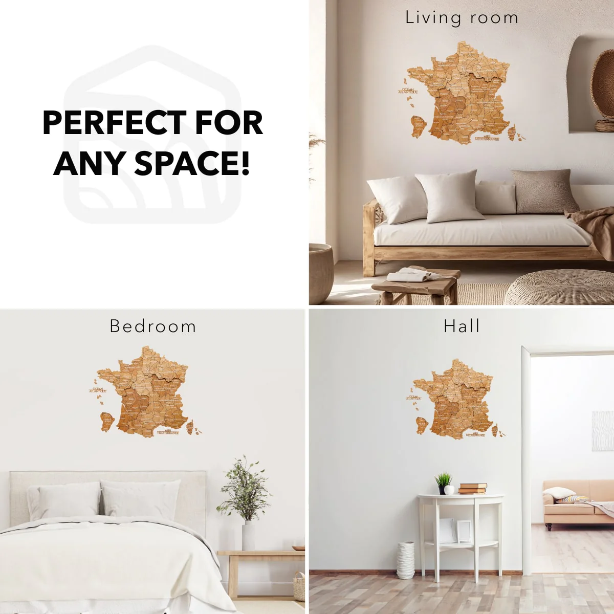 Wooden Map of France - Oak - Image 10