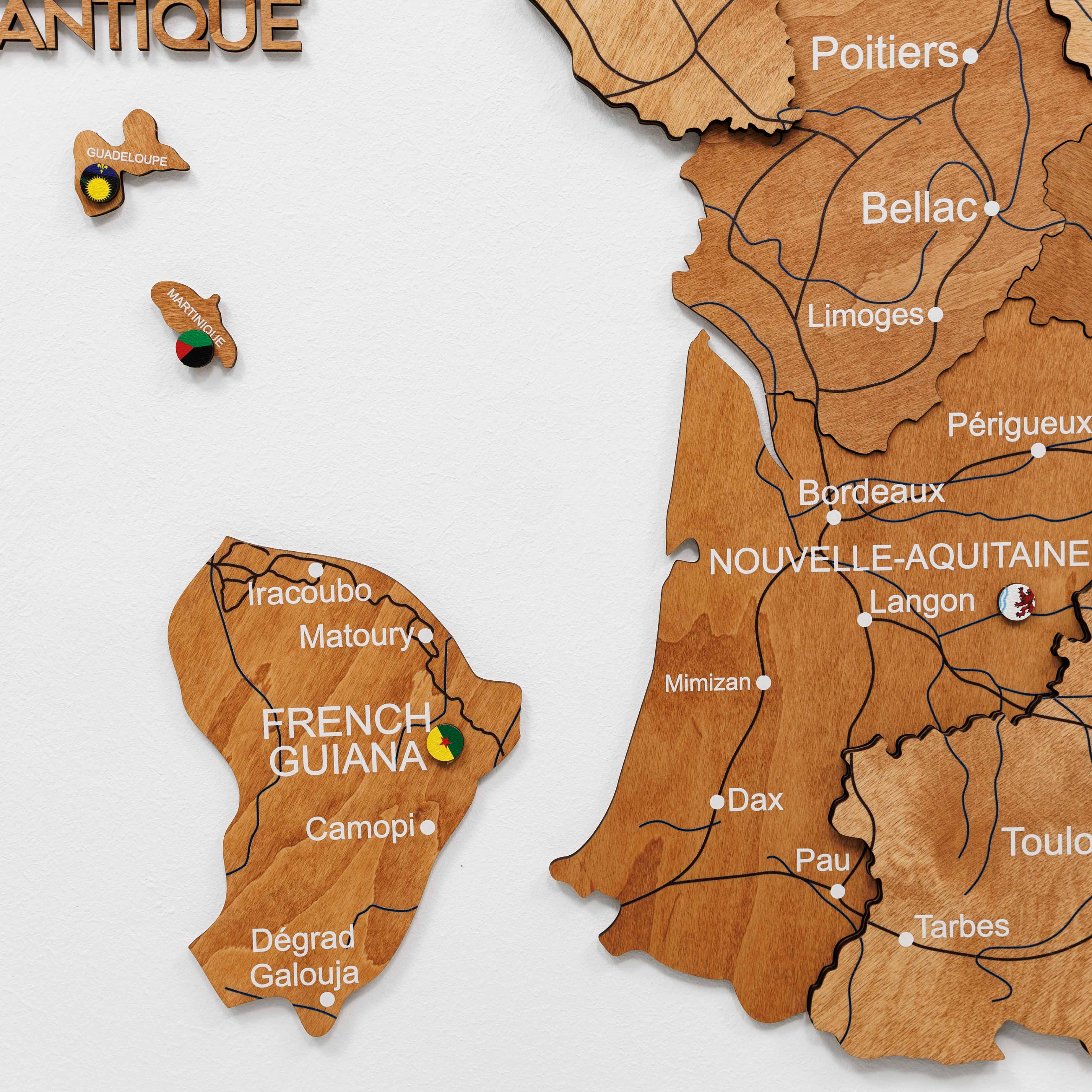 Wooden Map of France - Oak - Image 9