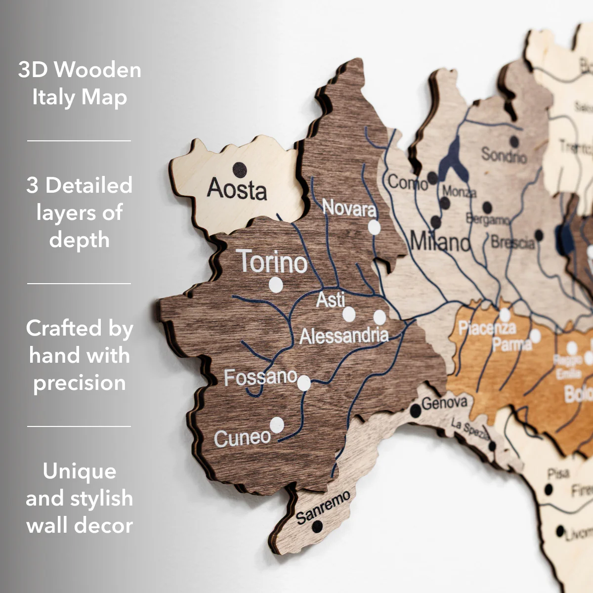 Wooden Map of Italy – Multicolor - Image 10