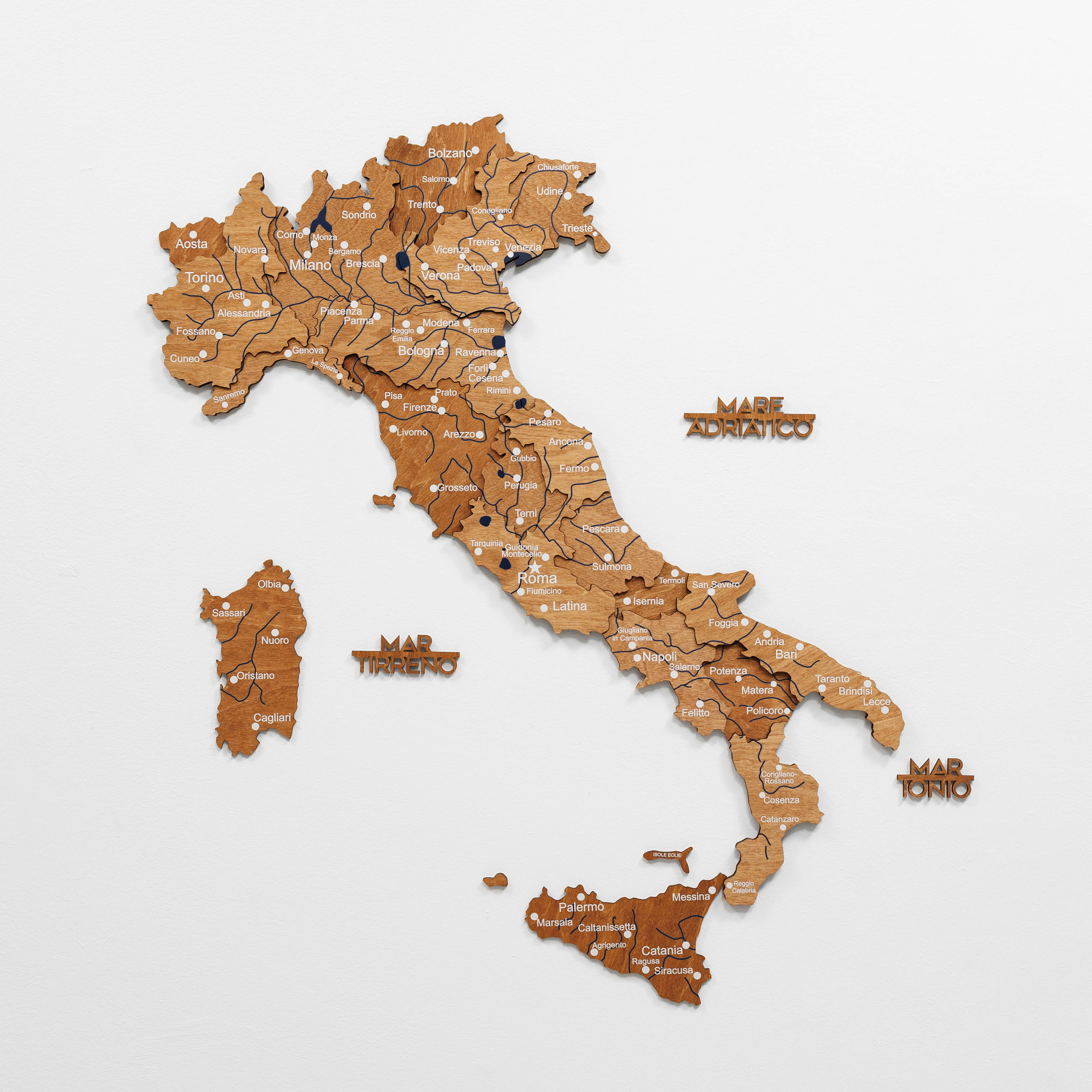 Wooden Map of Italy – Oak - Image 2