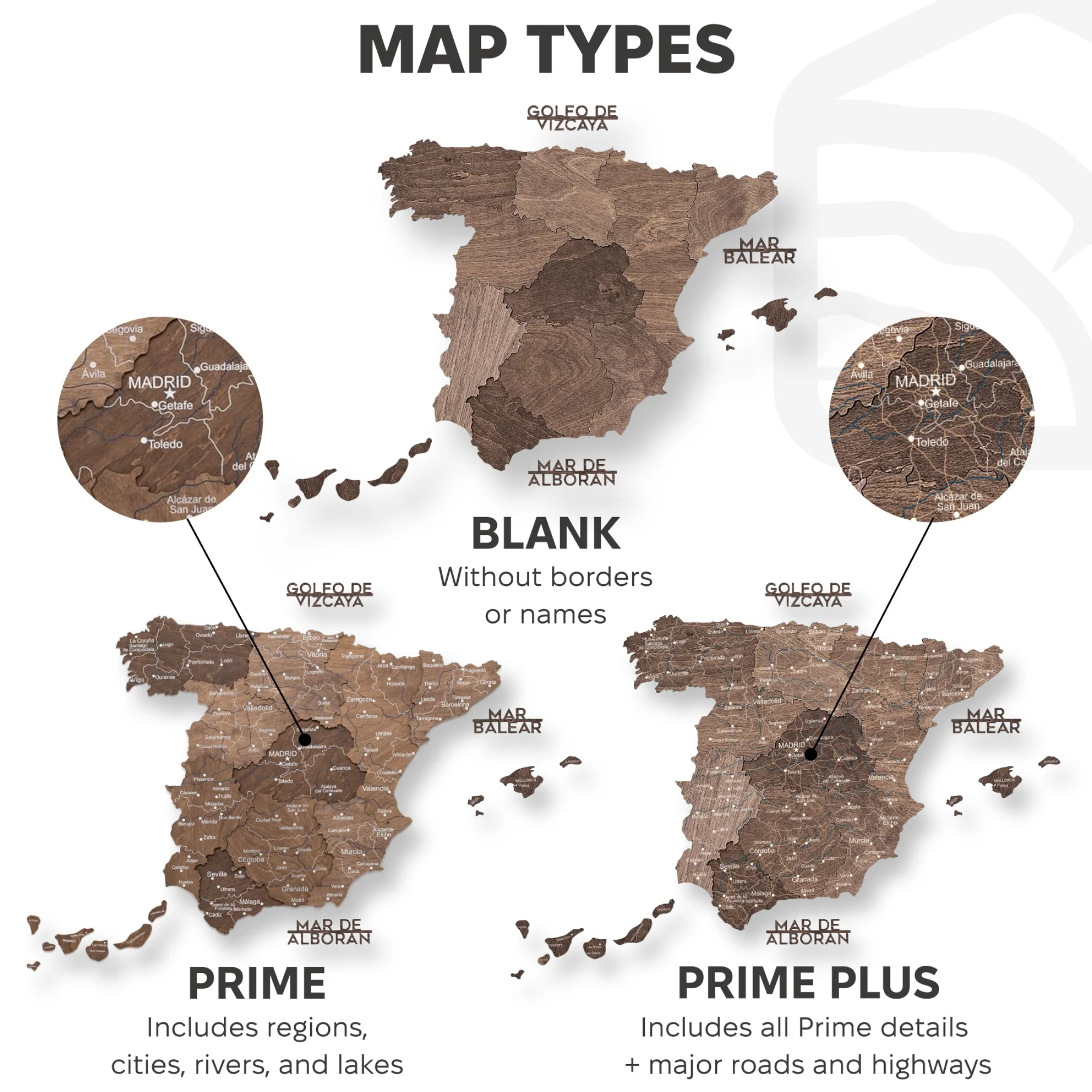 Wooden Map of Spain – Dark Walnut - Image 21