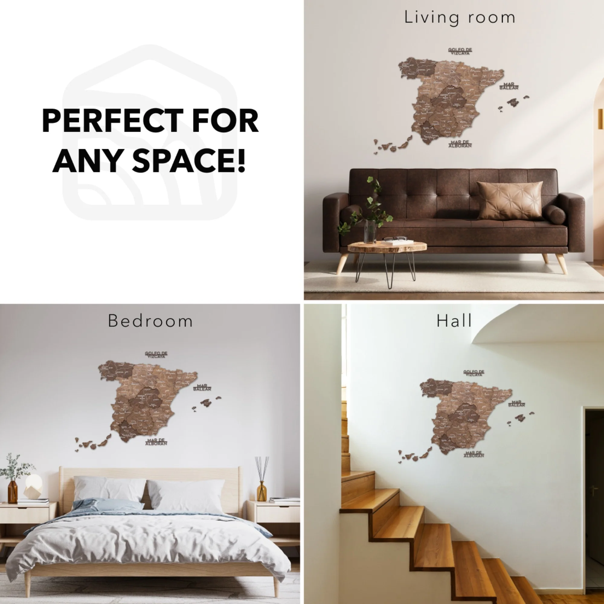 Wooden Map of Spain – Dark Walnut - Image 22