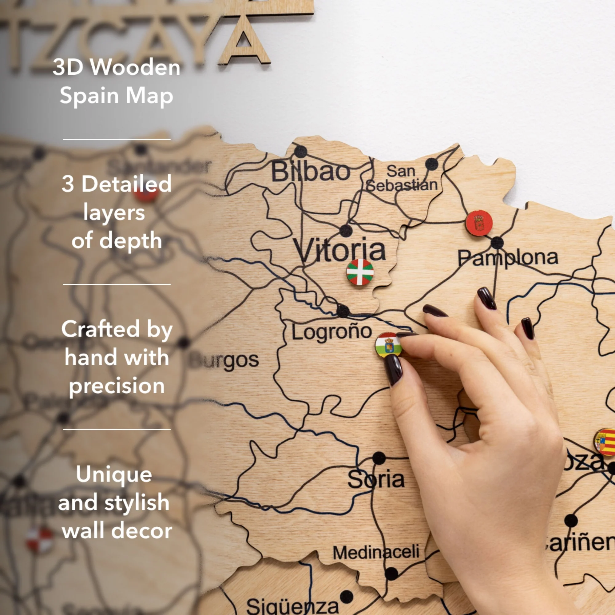 Wooden Map of Spain – Gold - Image 17