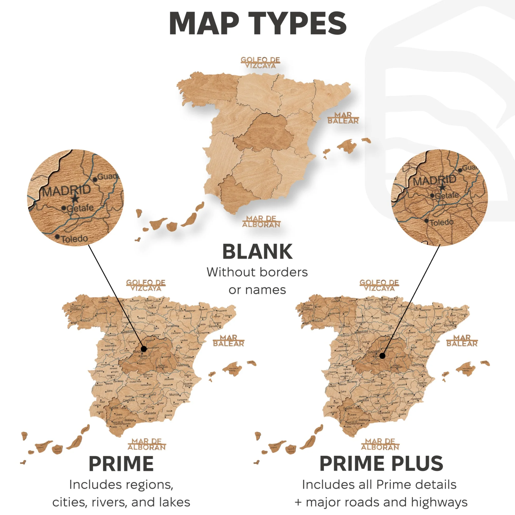 Wooden Map of Spain – Gold - Image 19
