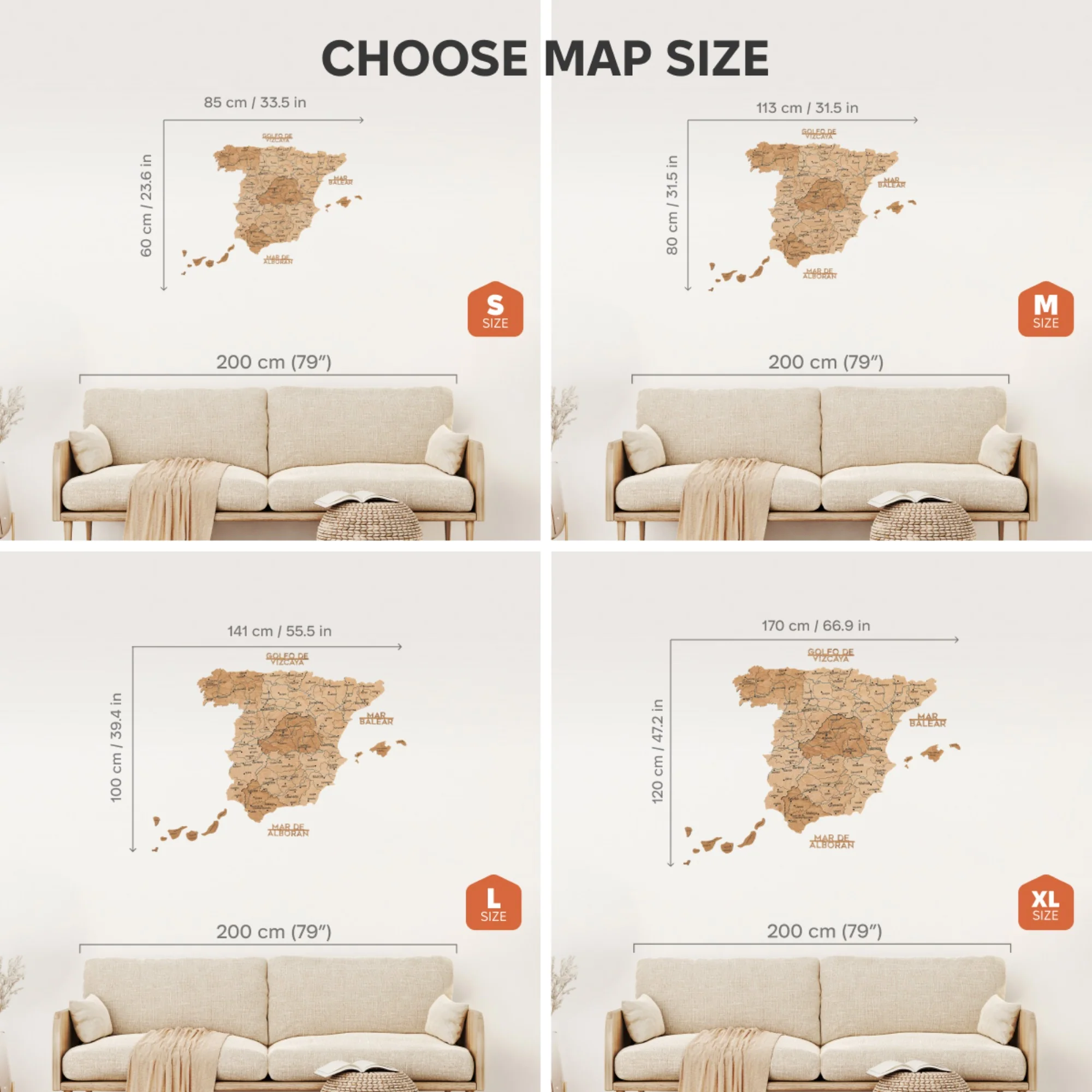 Wooden Map of Spain – Gold - Image 21