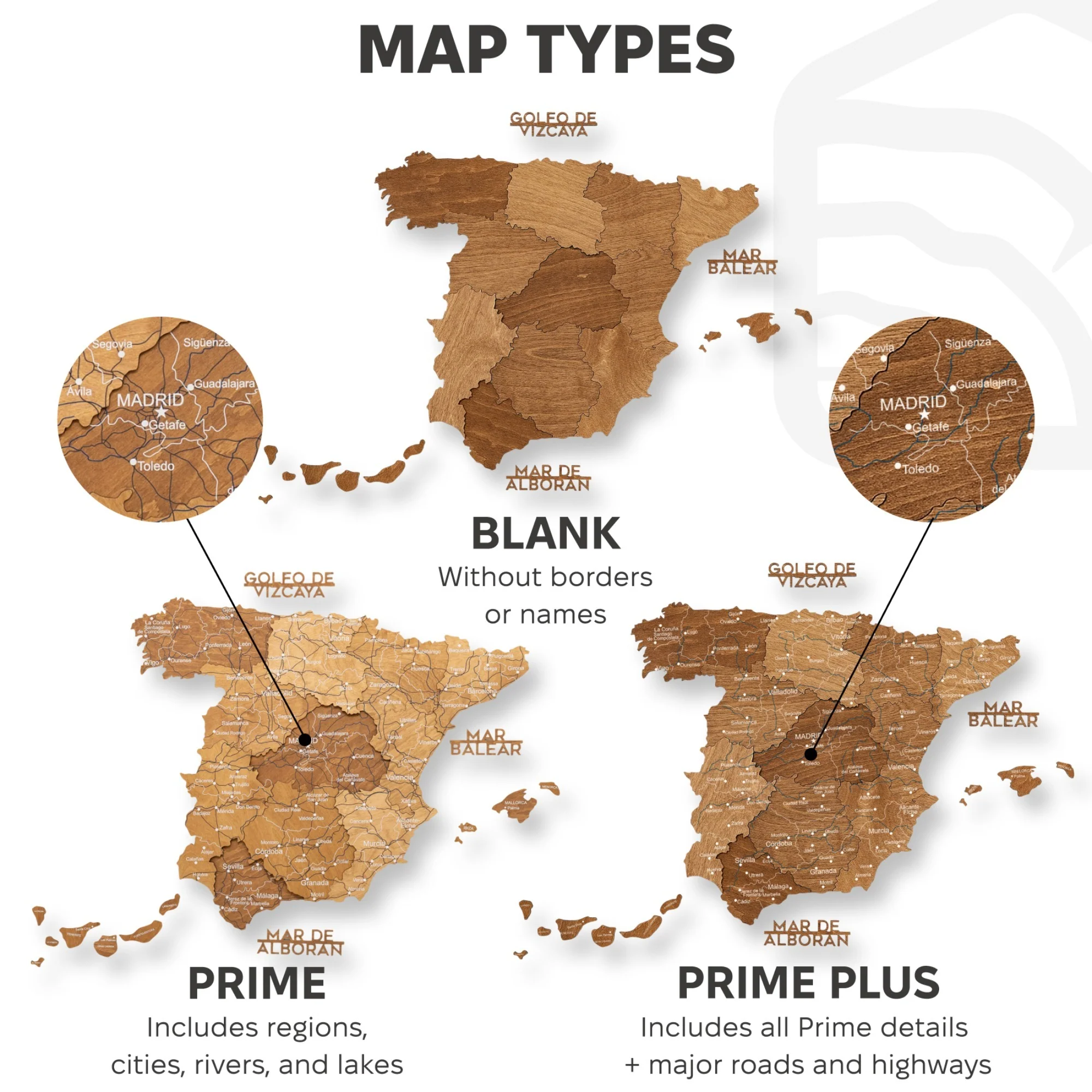 Wooden Map of Spain – Oak - Image 18