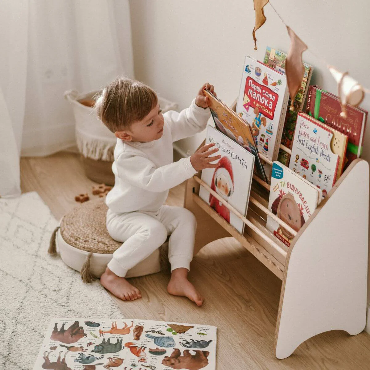 Wooden Montessori Bookshelf Natural - Image 3