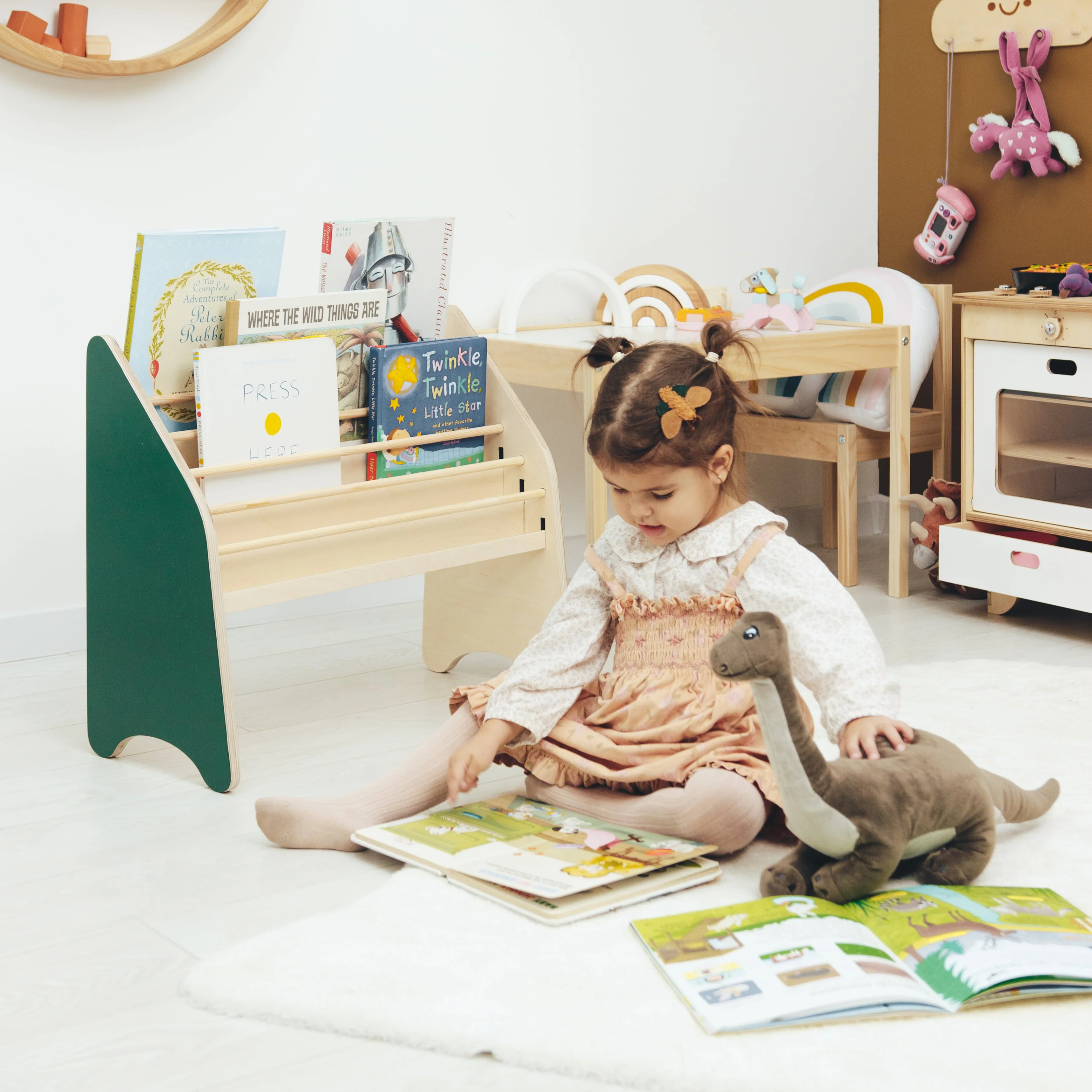 Wooden Montessori Bookshelf White - Image 3
