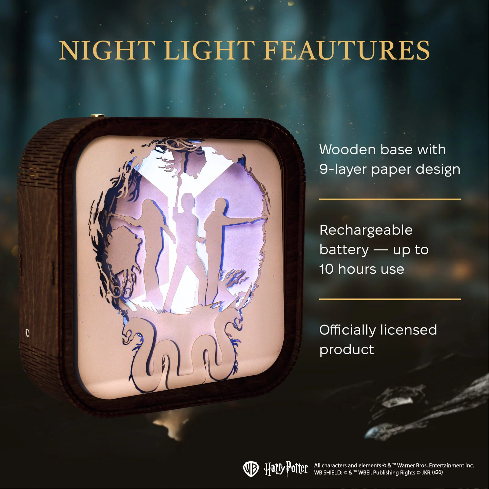 Wooden Harry Potter Night Light - Trio with Wands - Image 12